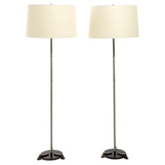 Valenti Brass & Leather Floor Lamps, Spain 1950's