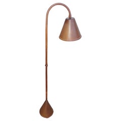 Valenti Brown Leather Floor Lamp, Spain, Midcentury
