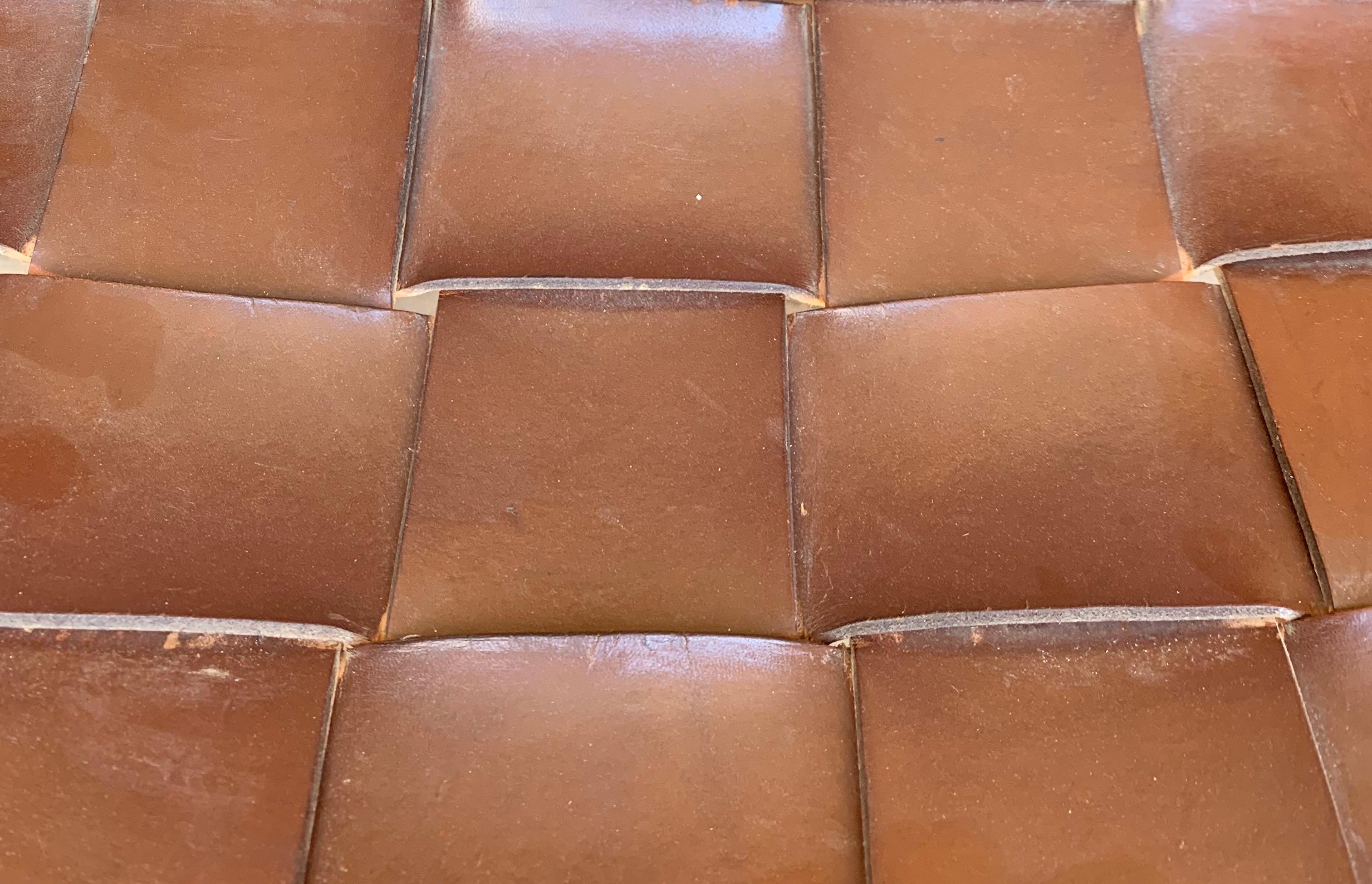 Valenti Brown Woven Leather Chair, Spain, Midcentury In Good Condition In New York, NY