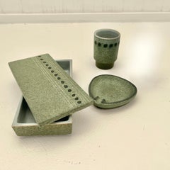 Set da scrivania in ceramica Valenti, anni '80, Italia