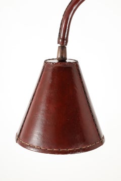 Valenti Desk Lamp in Burgundy Leather, Spain 1960's