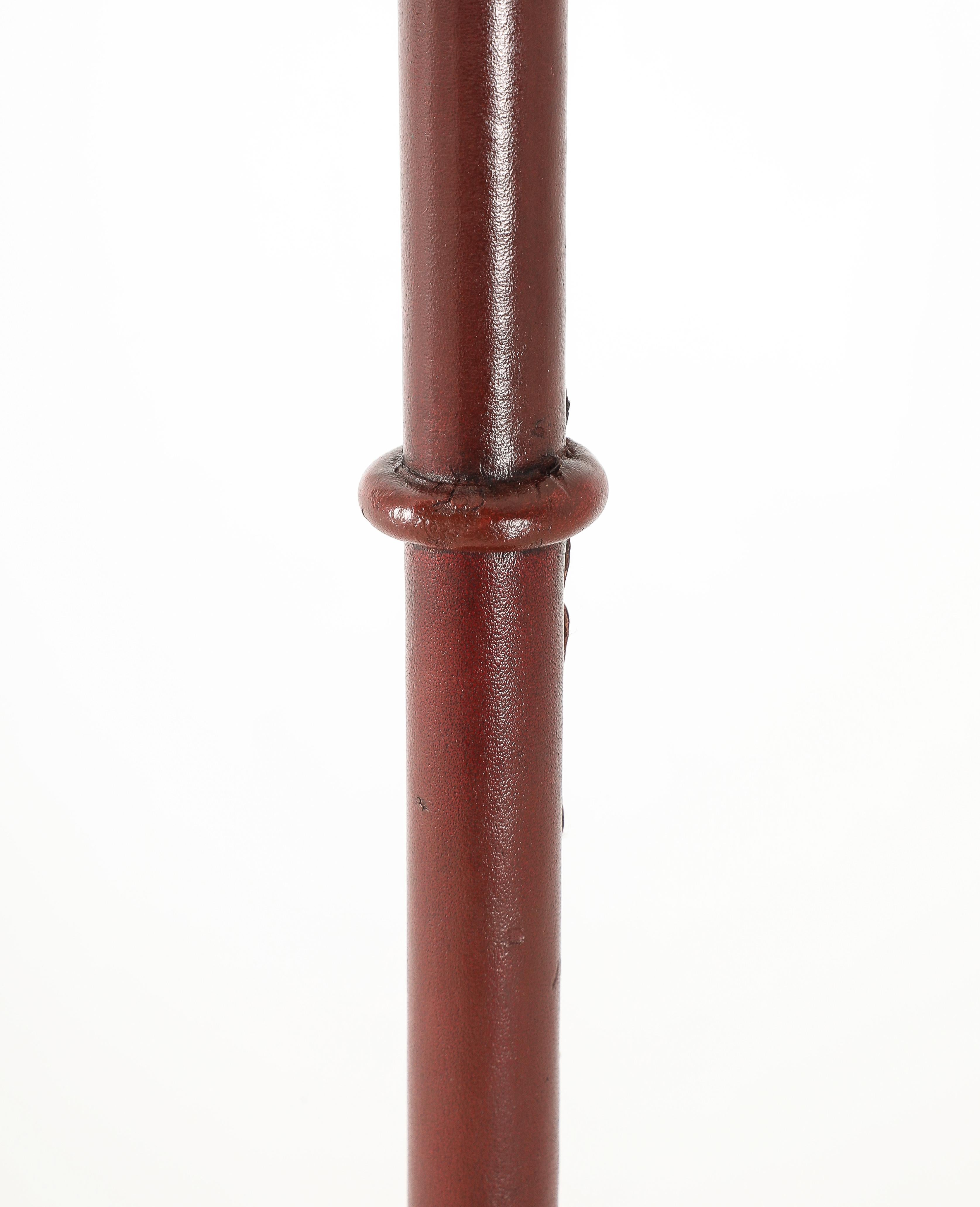 20th Century Valenti Desk Lamp in Burgundy Leather, Spain 1960's For Sale