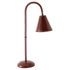 Valenti Desk Lamp in Burgundy Leather, Spain 1960's