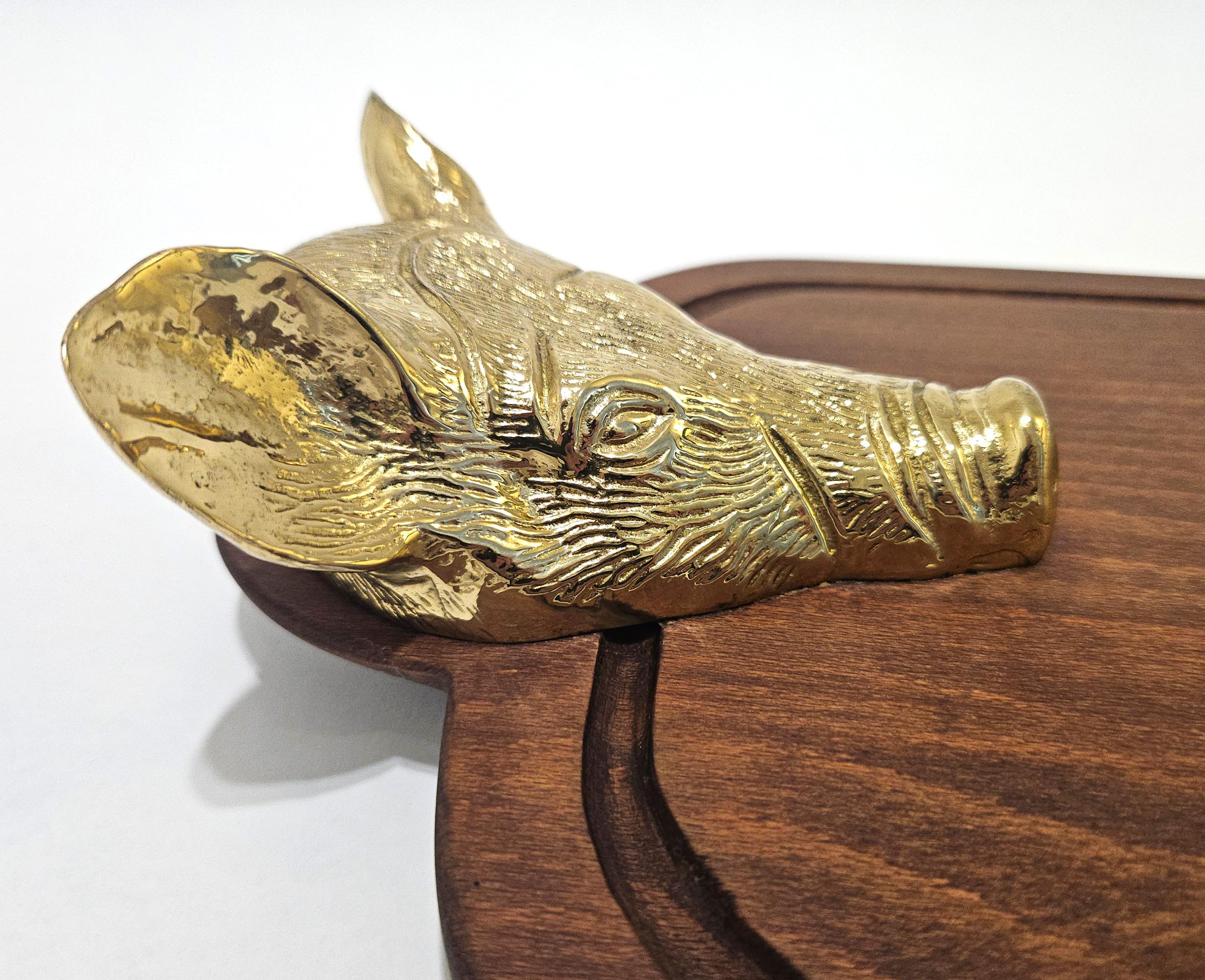 Valenti Gold Plated Wild Boar / Pig Mid Century Carving Set, Spain, c. 1970 For Sale 7