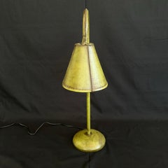 Green Leather Table Lamp in the Style of Jacques Adnet, 1970s Spain