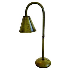 Grüne Leder-Tischlampe im Stil von Jacques Adnet, Spanien, 1970er Jahre