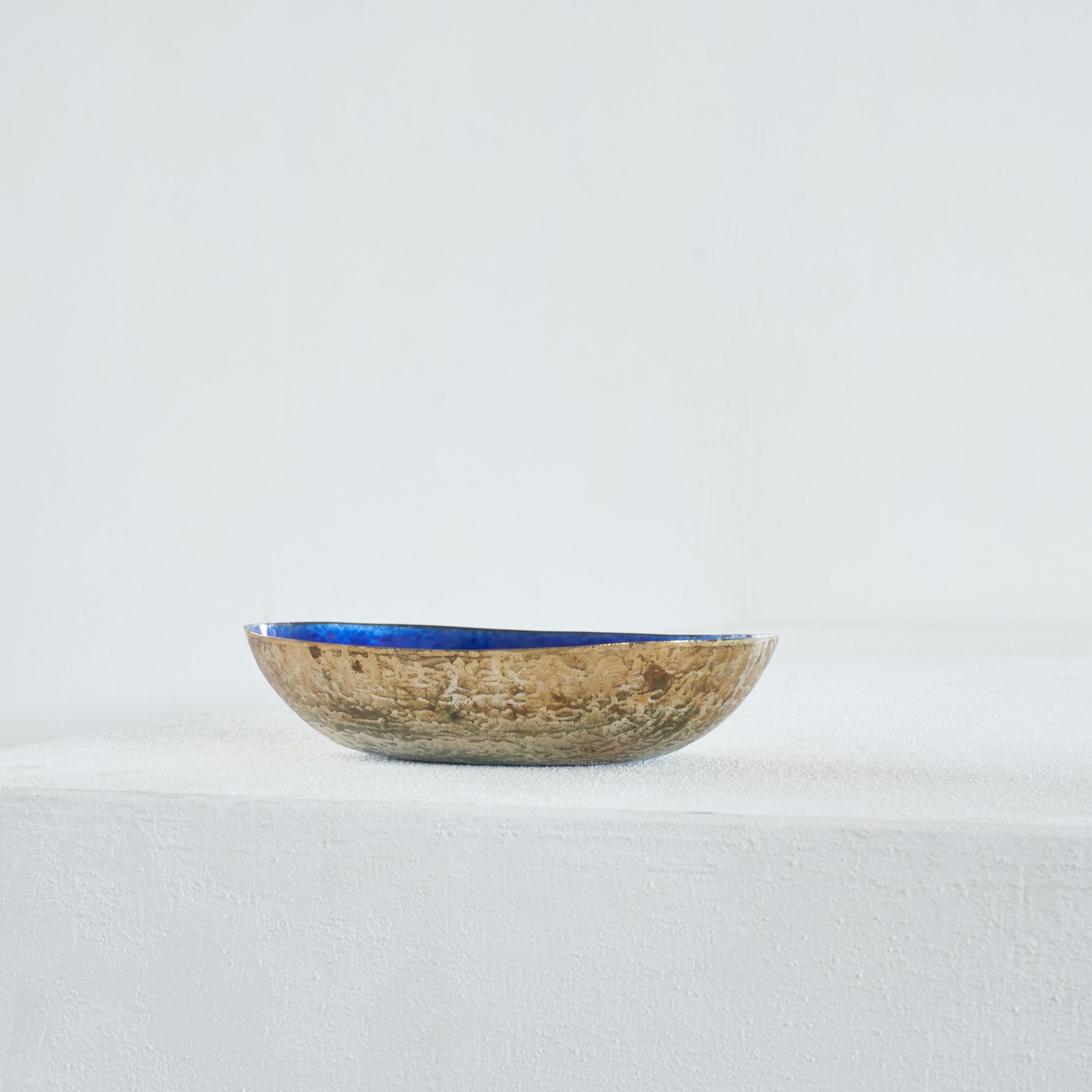Italian Valenti Hand-Hammered and Enameled Bowl, Italy, 1960s For Sale