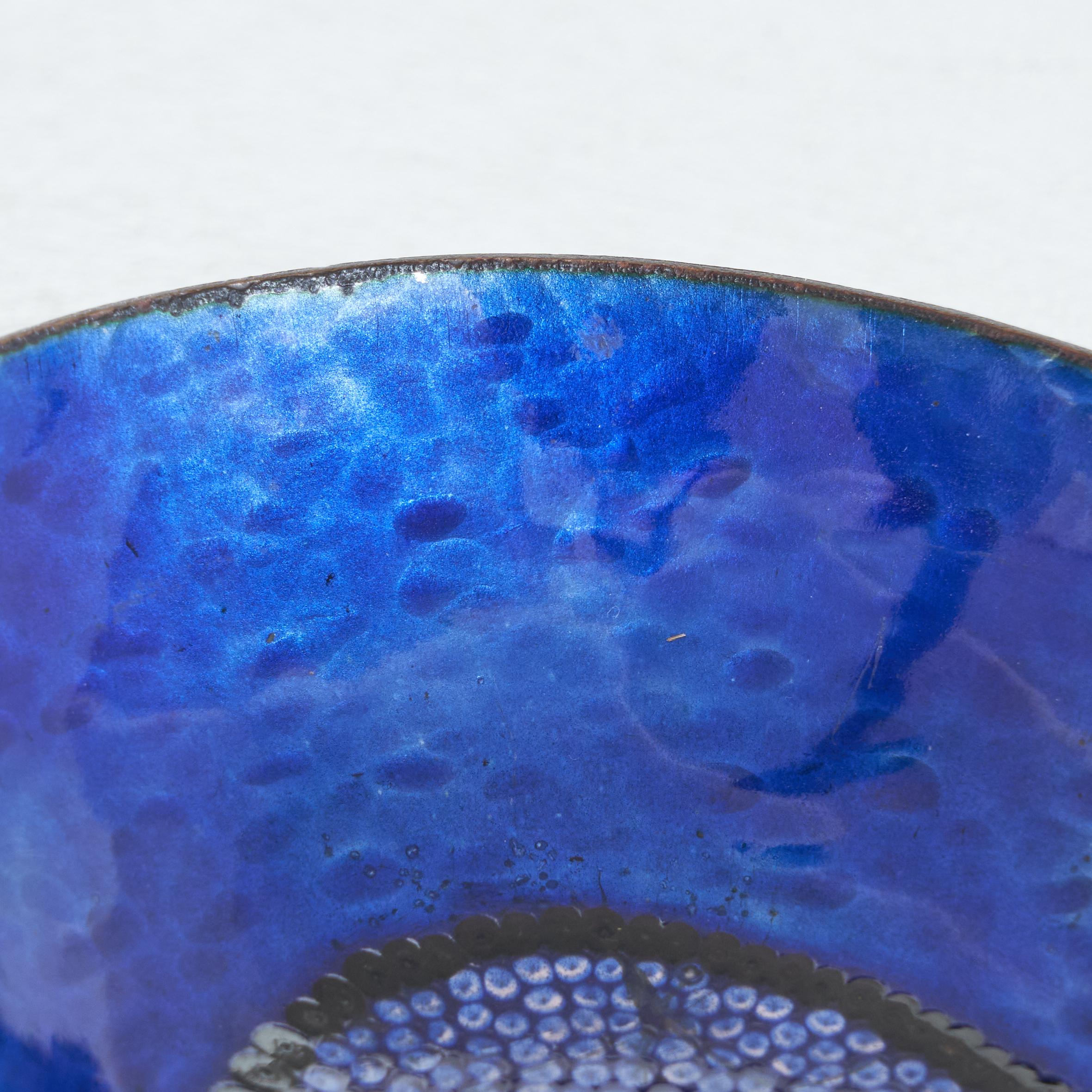 Hand-Crafted Valenti Hand-Hammered and Enameled Bowl, Italy, 1960s For Sale