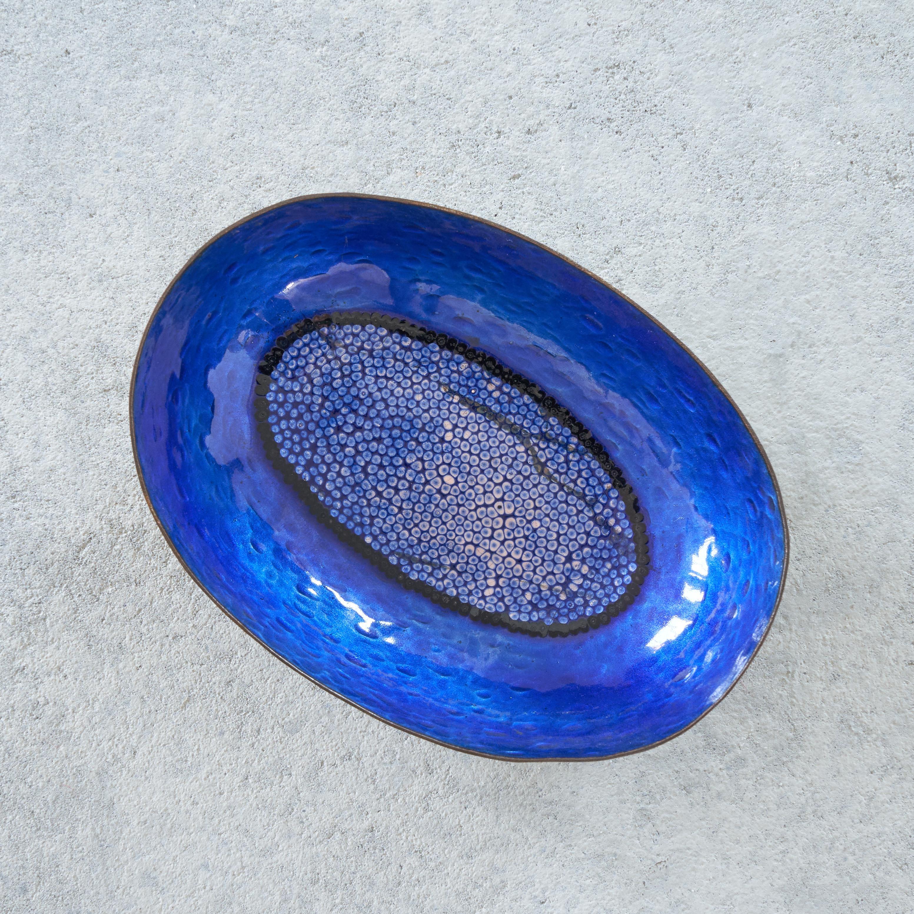 20th Century Valenti Hand-Hammered and Enameled Bowl, Italy, 1960s For Sale