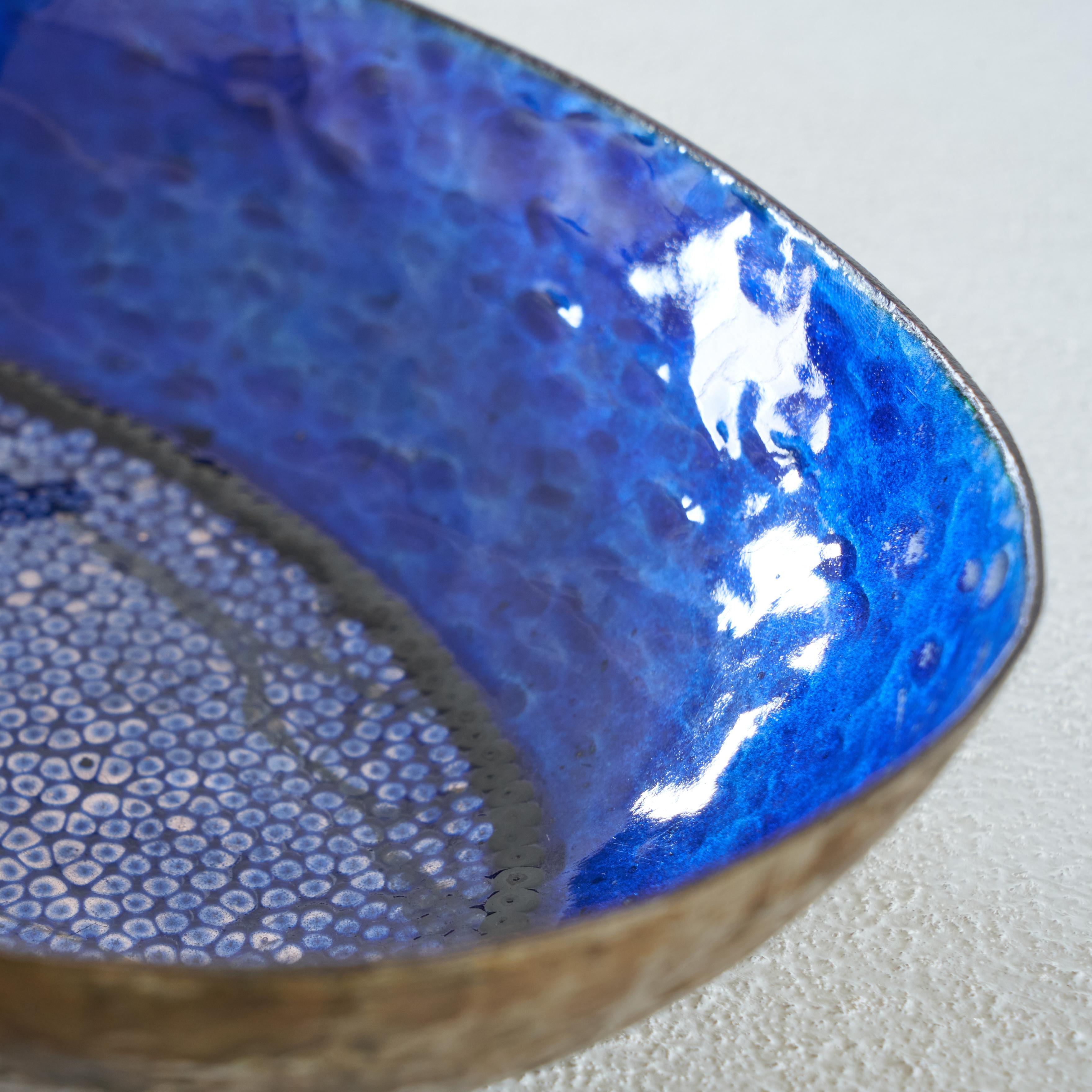 Copper Valenti Hand-Hammered and Enameled Bowl, Italy, 1960s For Sale