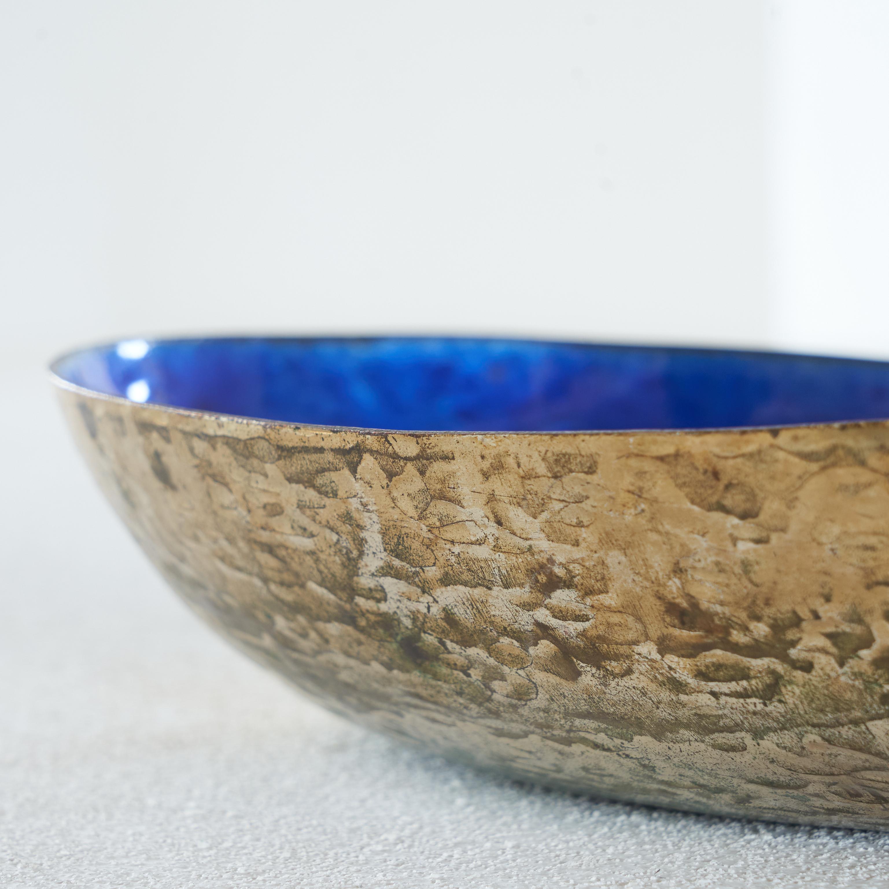Copper Valenti Hand-Hammered and Enameled Bowl, Italy, 1960s For Sale