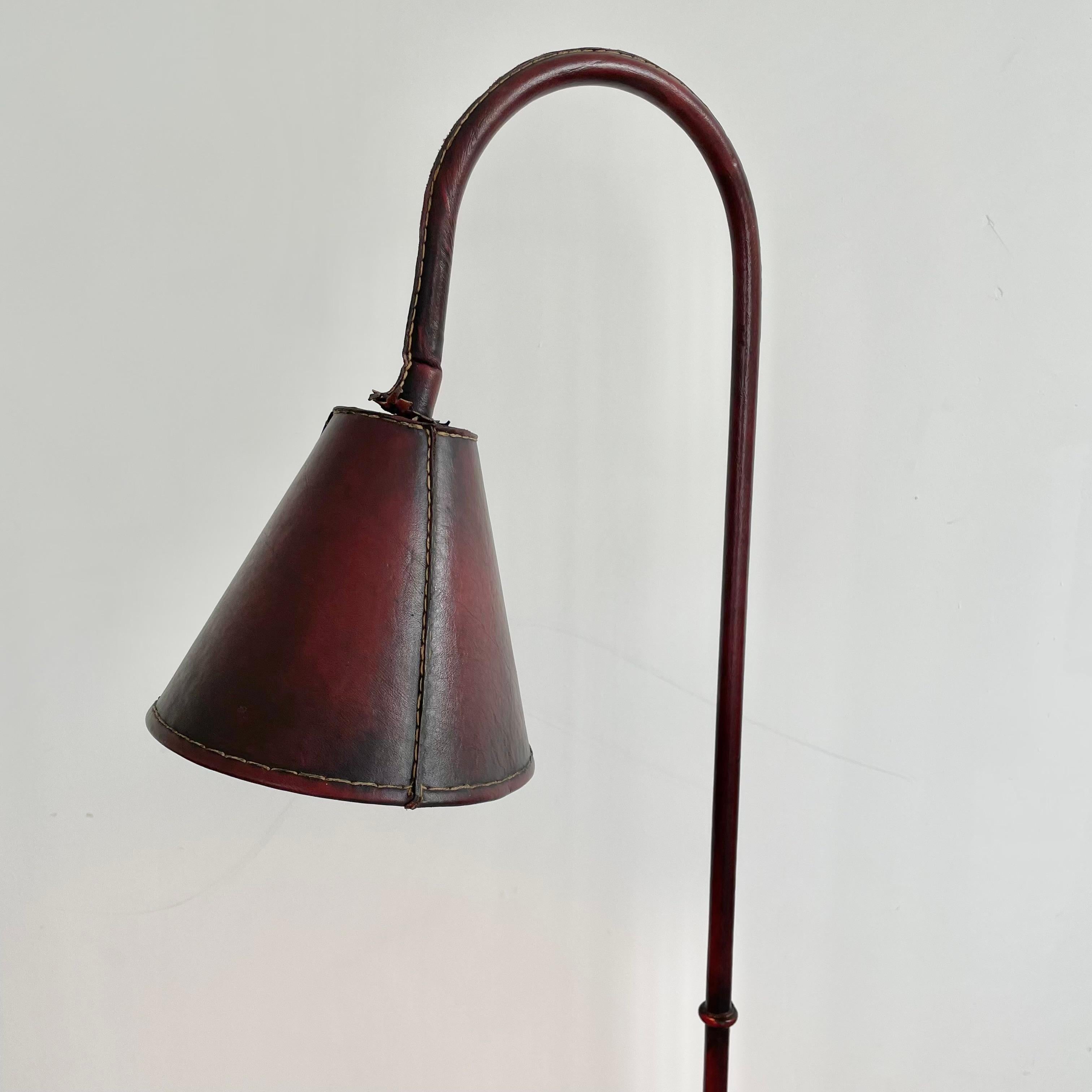 Valenti Leather Floor Lamp, 1970s Spain 5