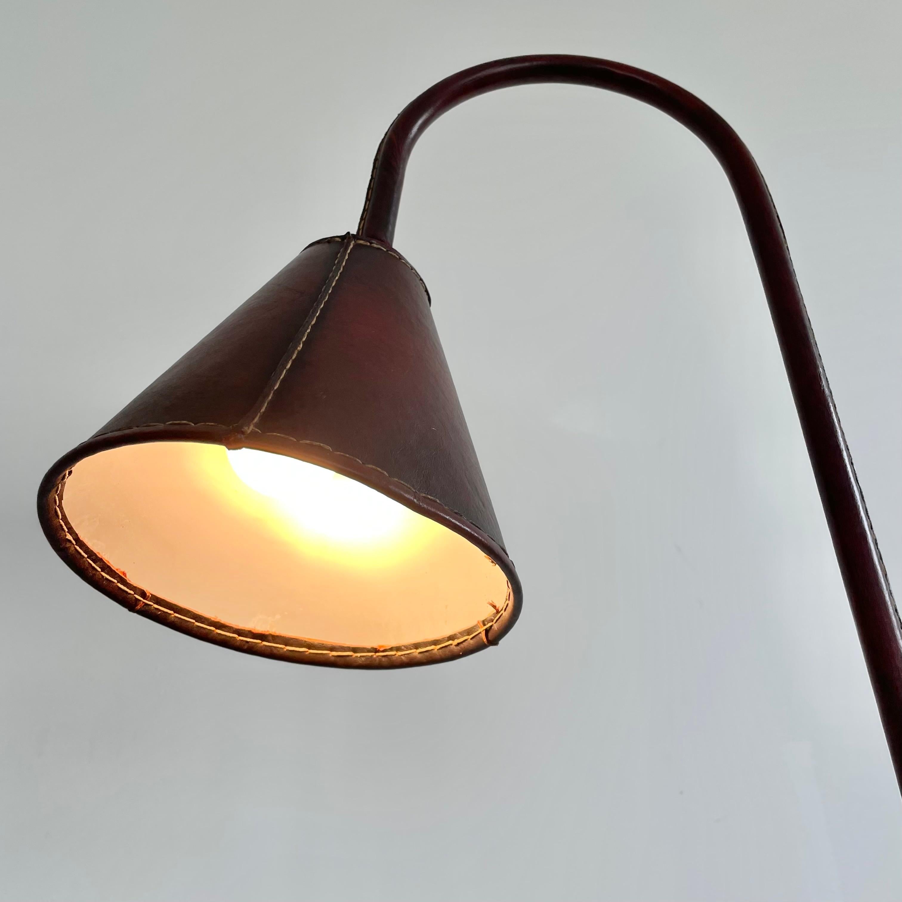 Valenti Leather Floor Lamp, 1970s Spain 8