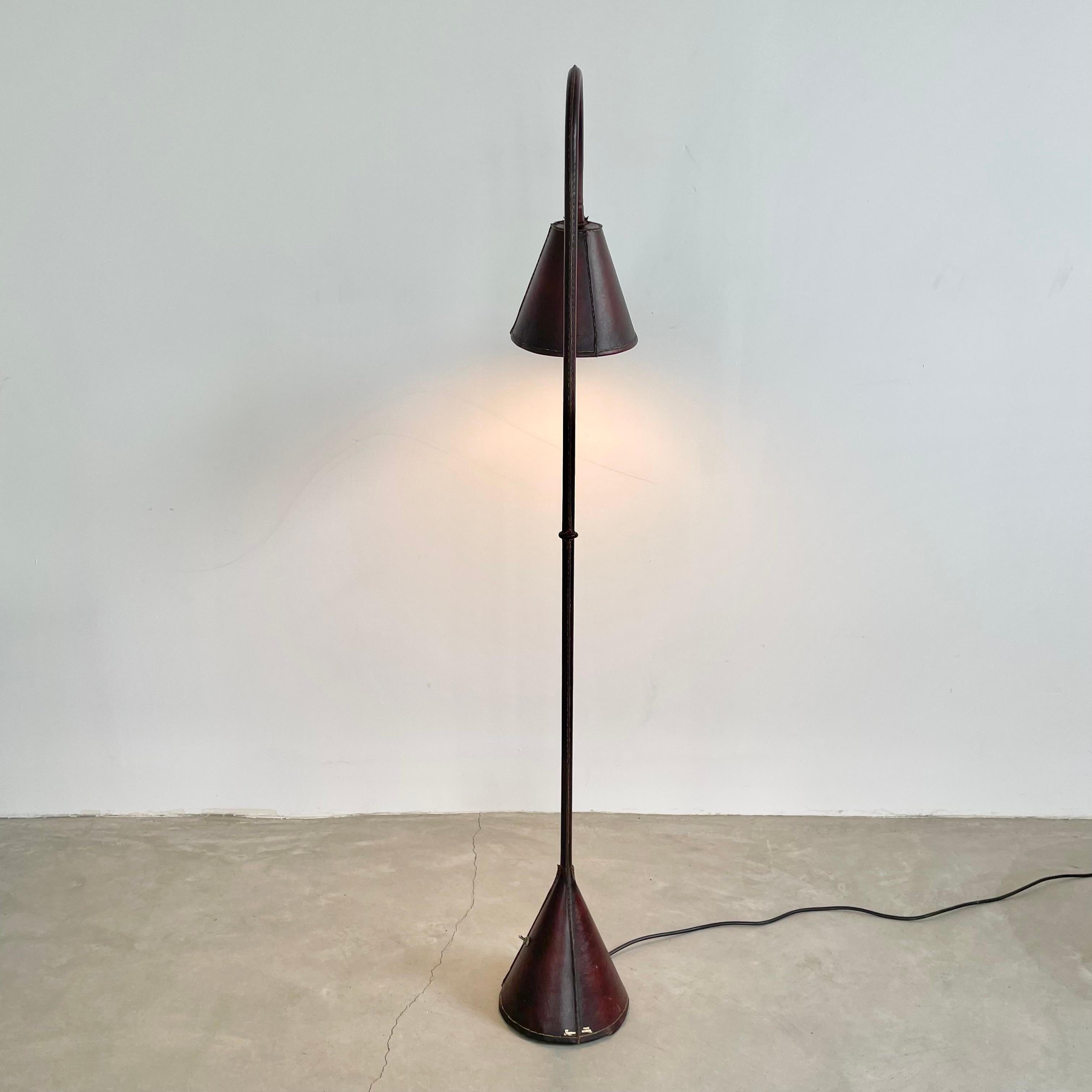 Metal Valenti Leather Floor Lamp, 1970s Spain