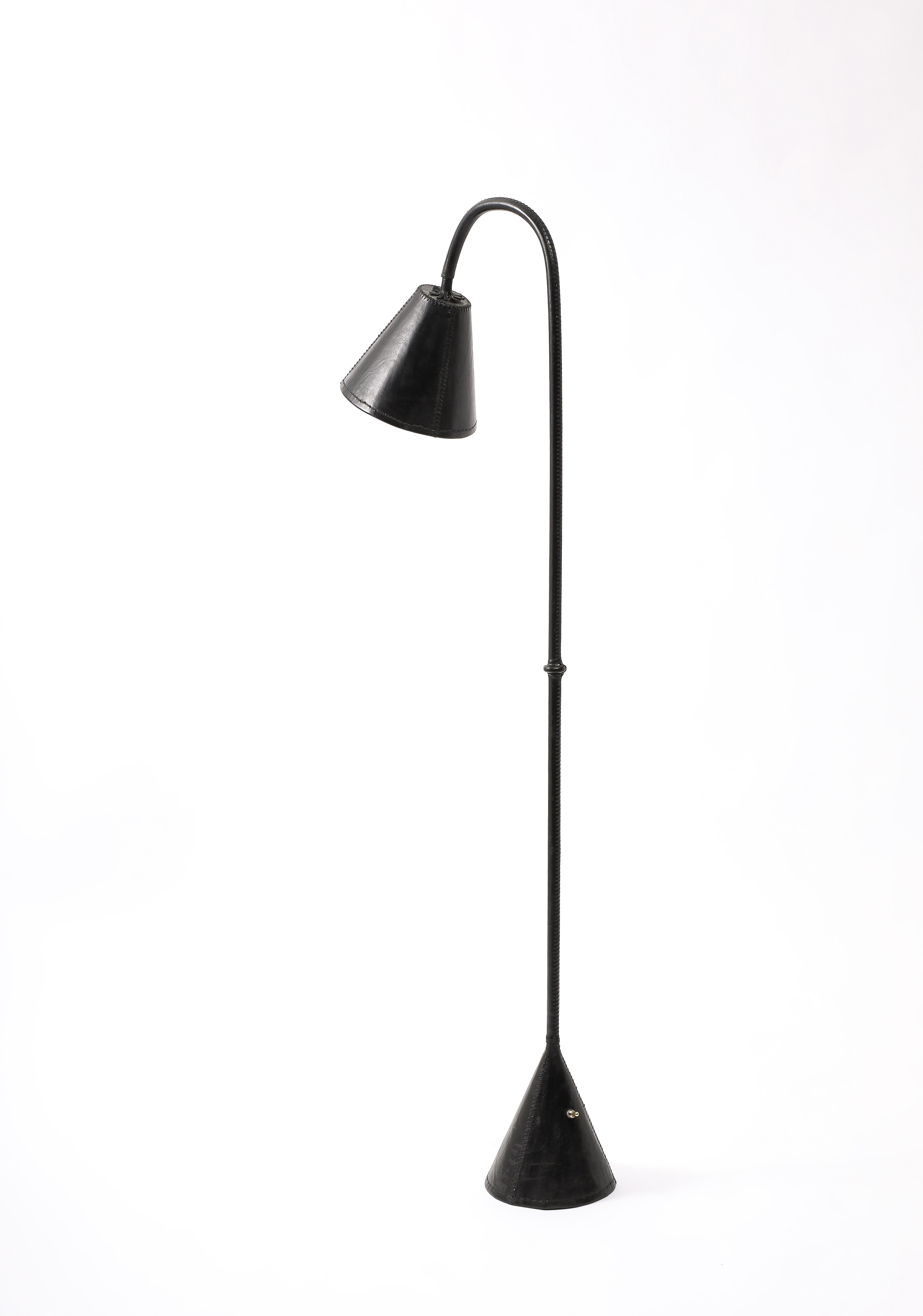 Valenti Leather Floor Lamp, Spain 1960's For Sale 4