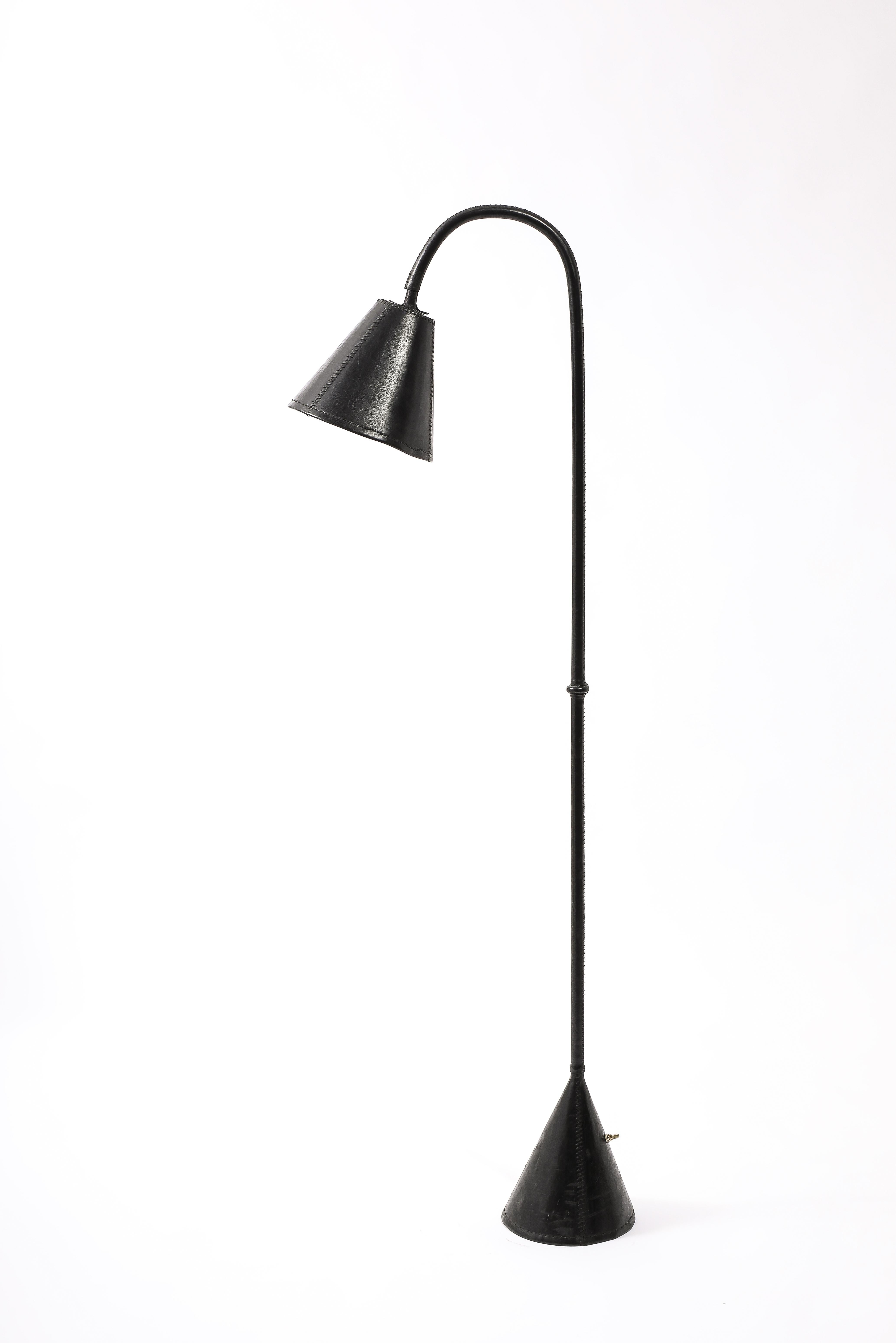 Valenti Leather Floor Lamp, Spain 1960's For Sale 10