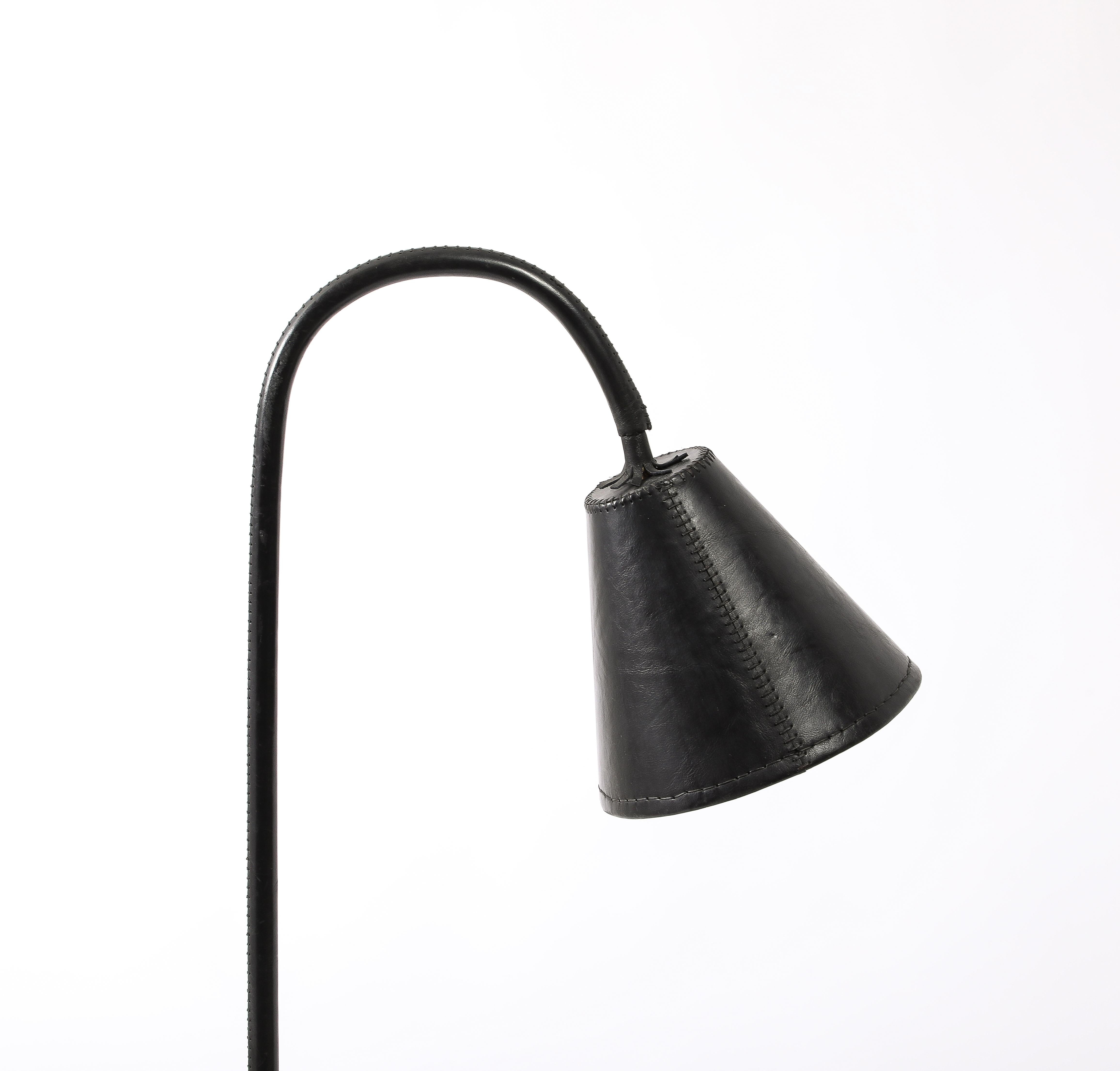 Mid-Century Modern Valenti Leather Floor Lamp, Spain 1960's For Sale