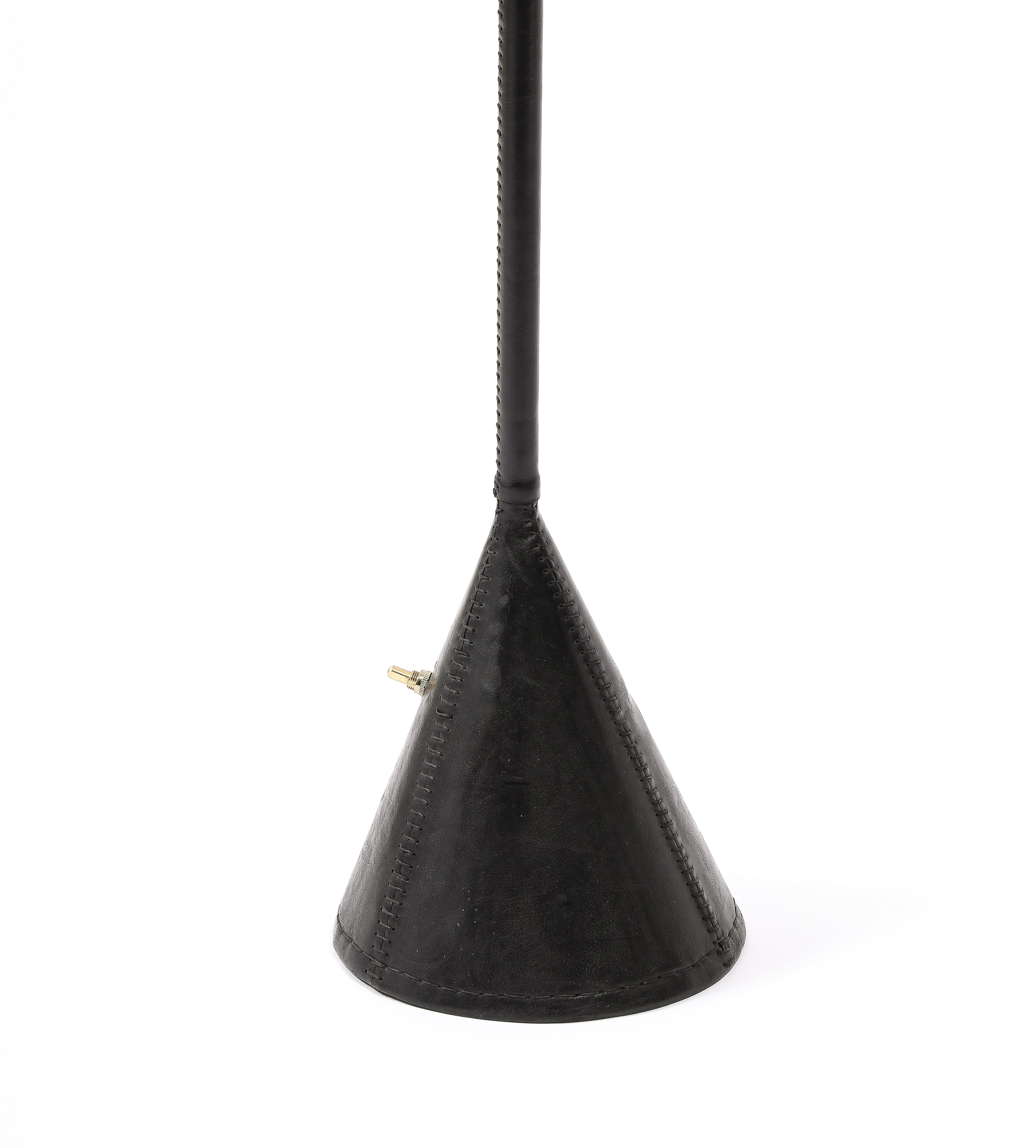 Spanish Valenti Leather Floor Lamp, Spain 1960's For Sale