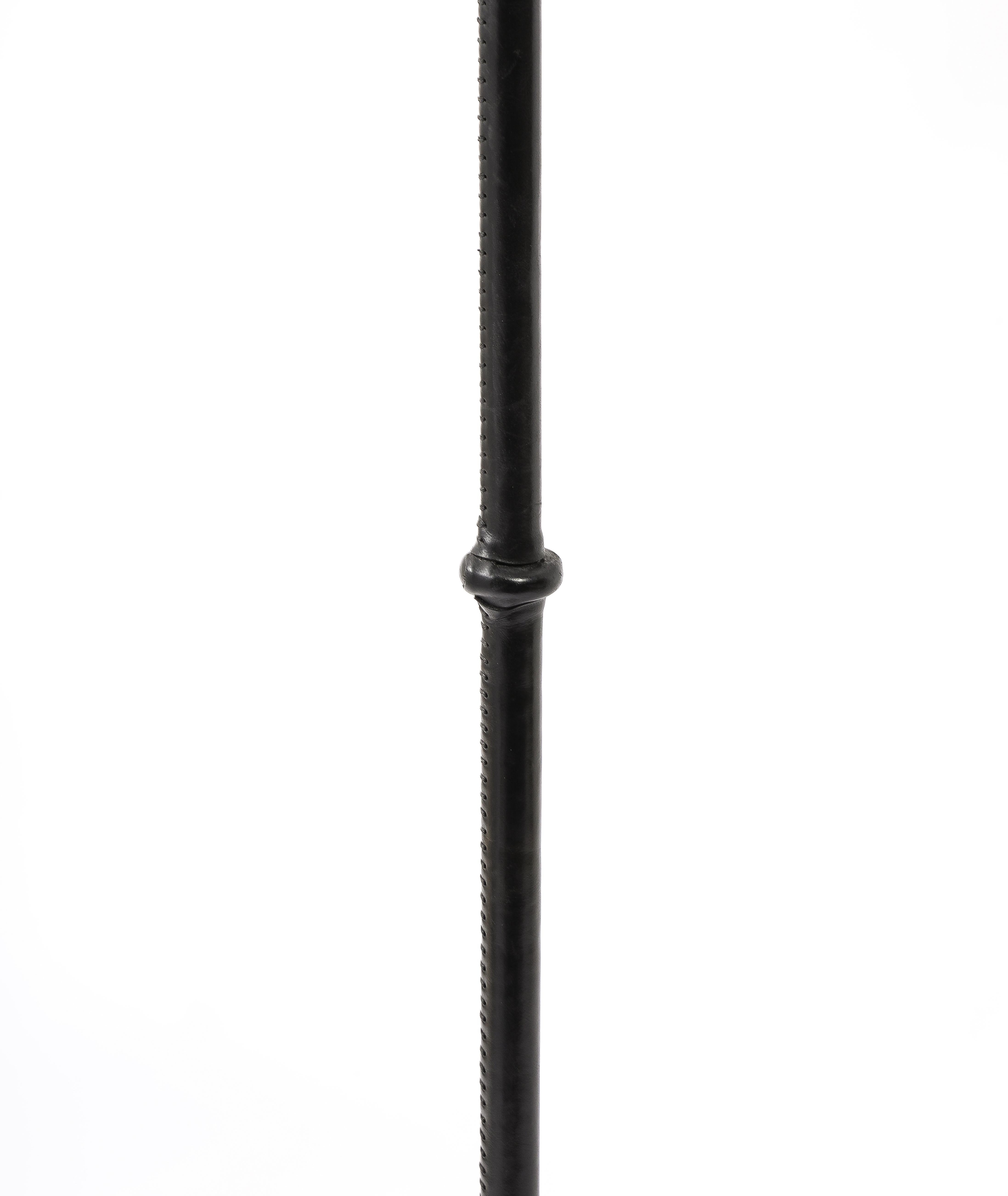 Valenti Leather Floor Lamp, Spain 1960's In Good Condition For Sale In New York, NY