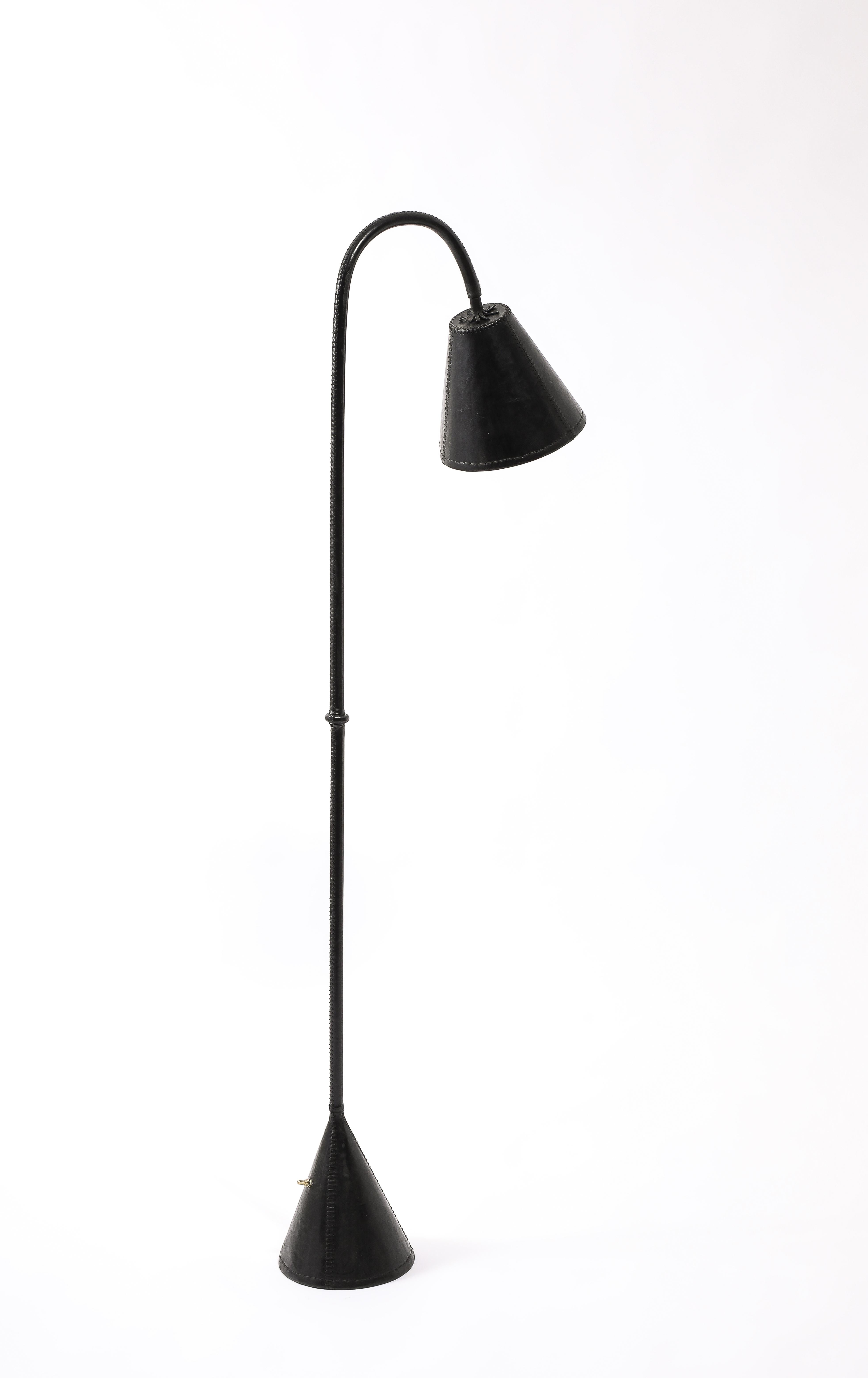 Valenti Leather Floor Lamp, Spain 1960's For Sale 2