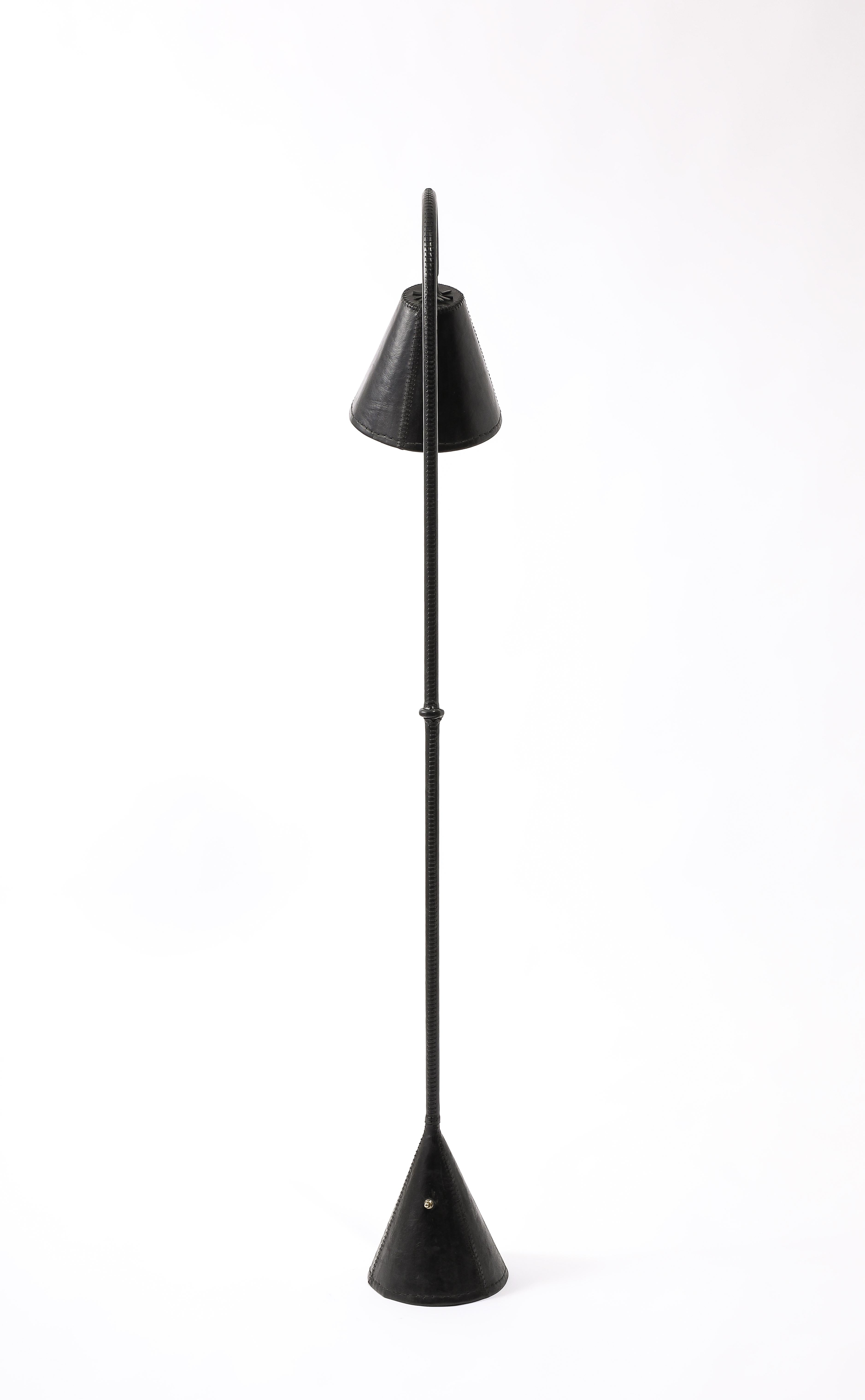 Valenti Leather Floor Lamp, Spain 1960's For Sale 3
