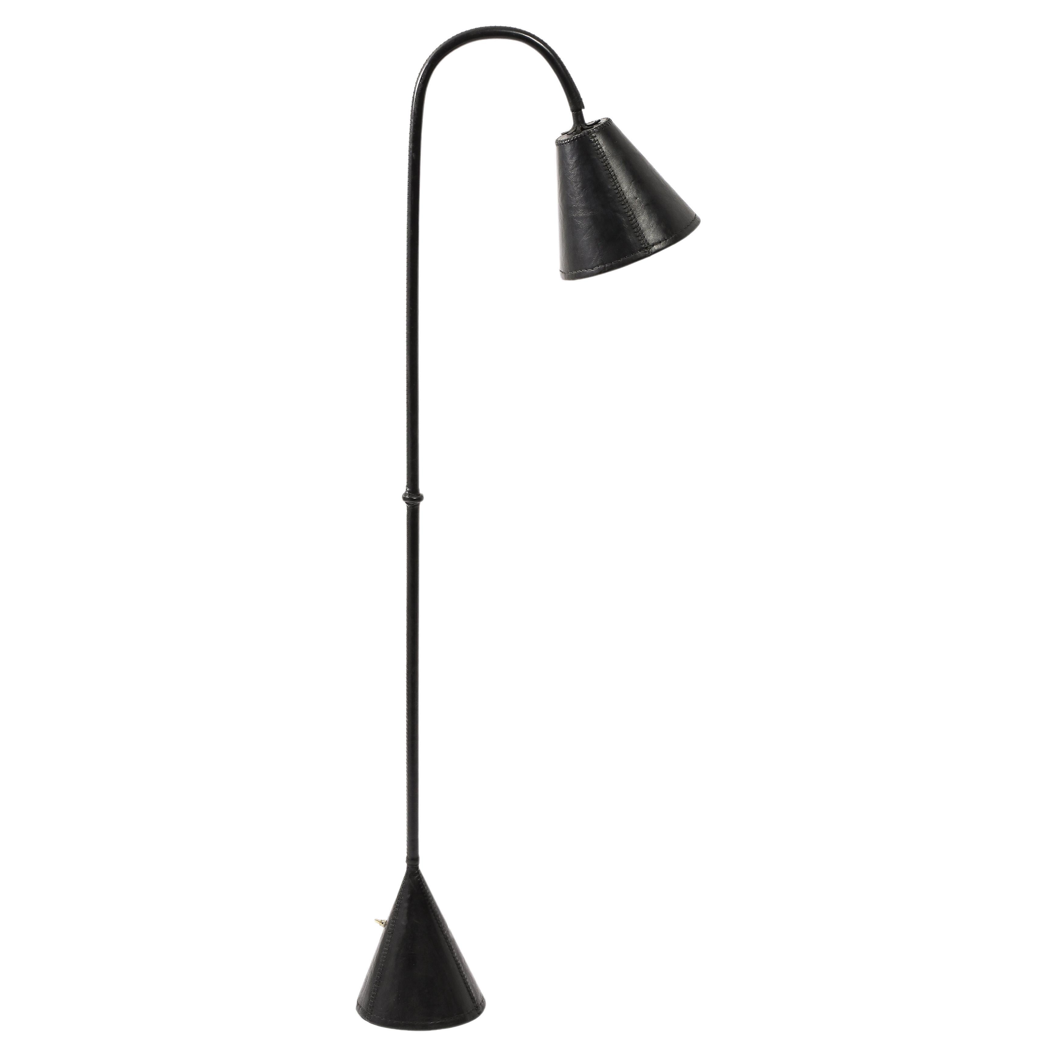 Valenti Leather Floor Lamp, Spain 1960's