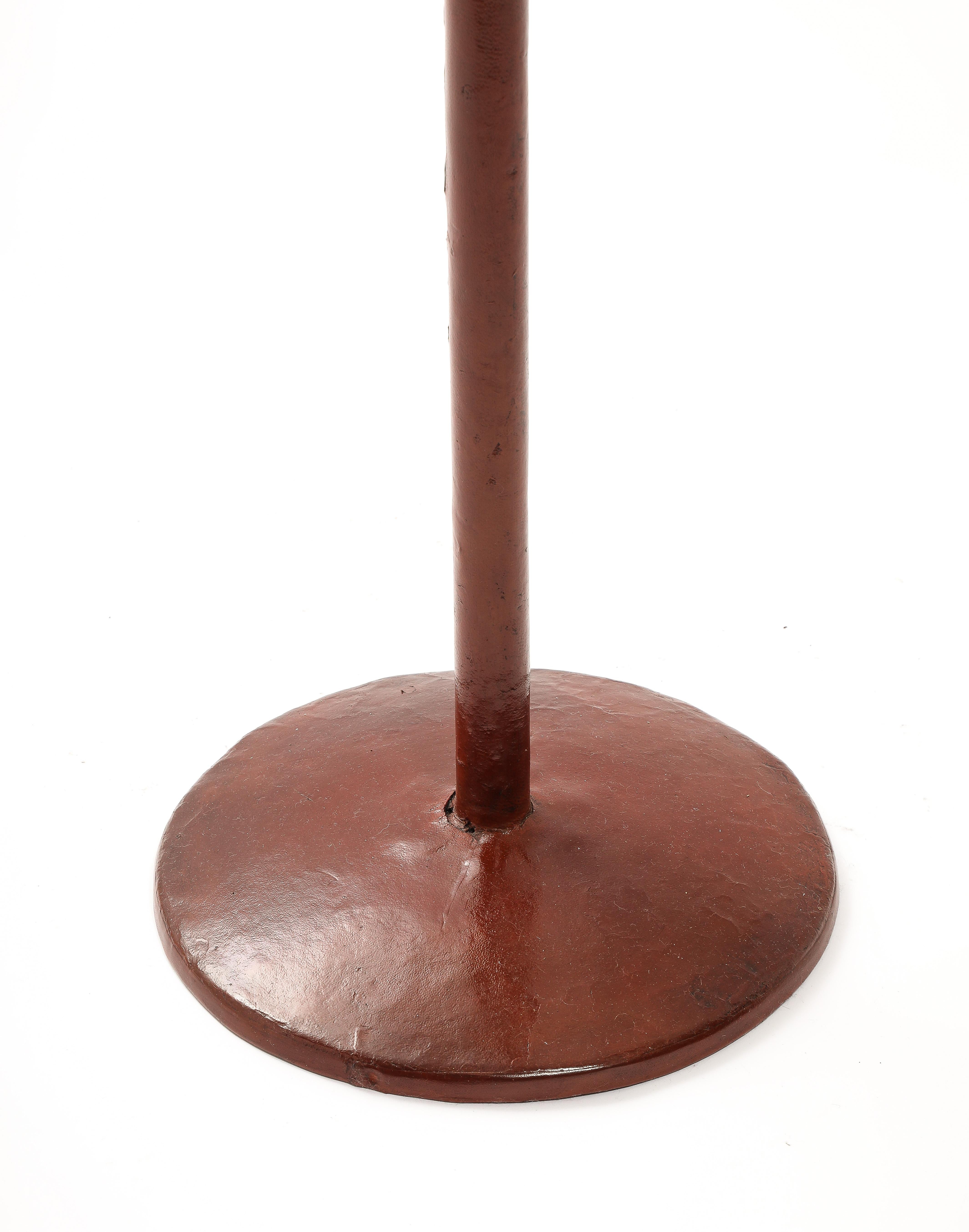 Lampada da terra rotonda in pelle Valenti, Spagna, anni '60 in vendita 3