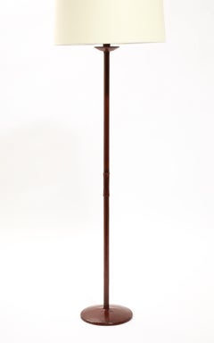Valenti leather Round Floor Lamp, Spain 1960's