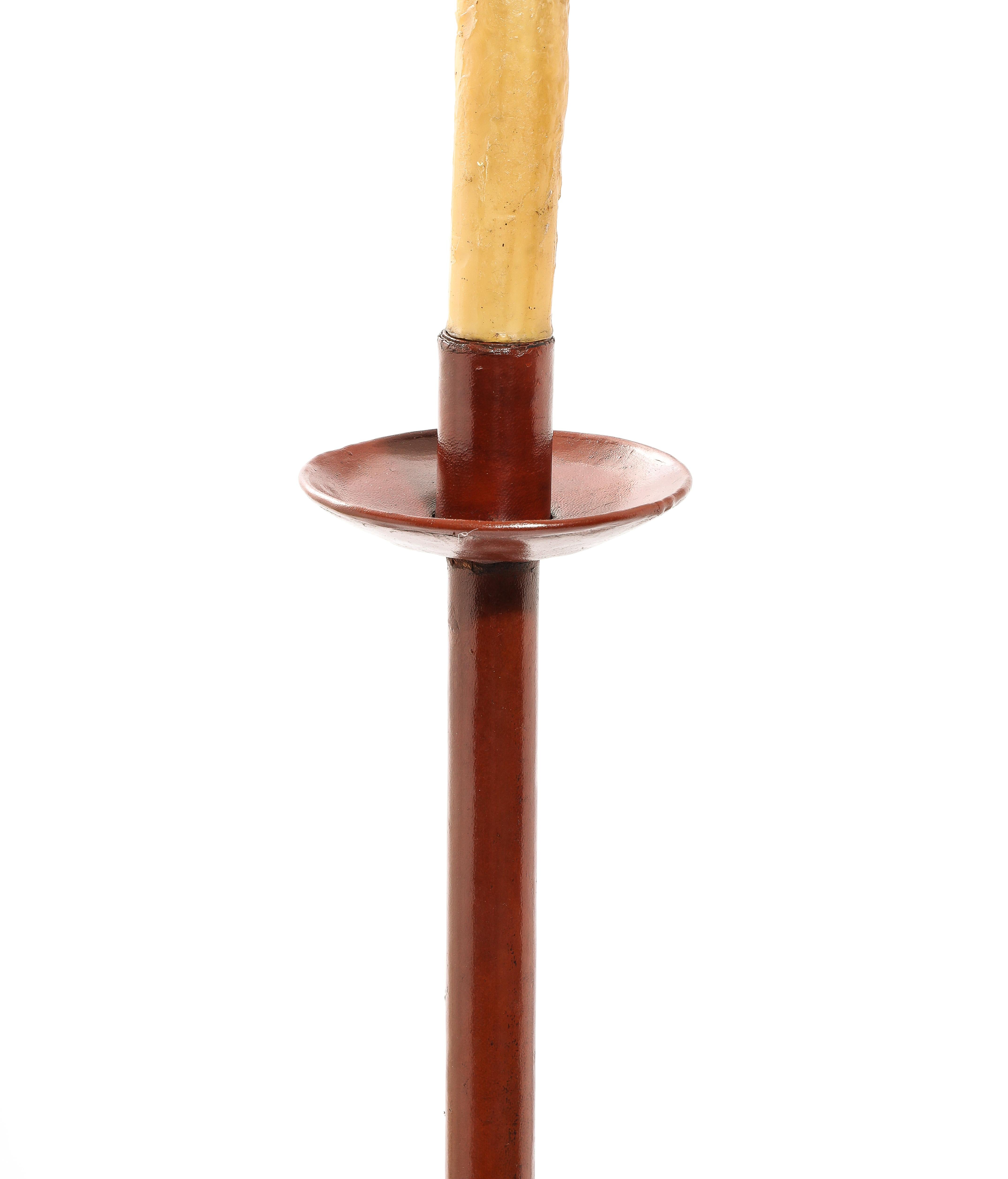 Lampada da terra rotonda in pelle Valenti, Spagna, anni '60 in vendita 1