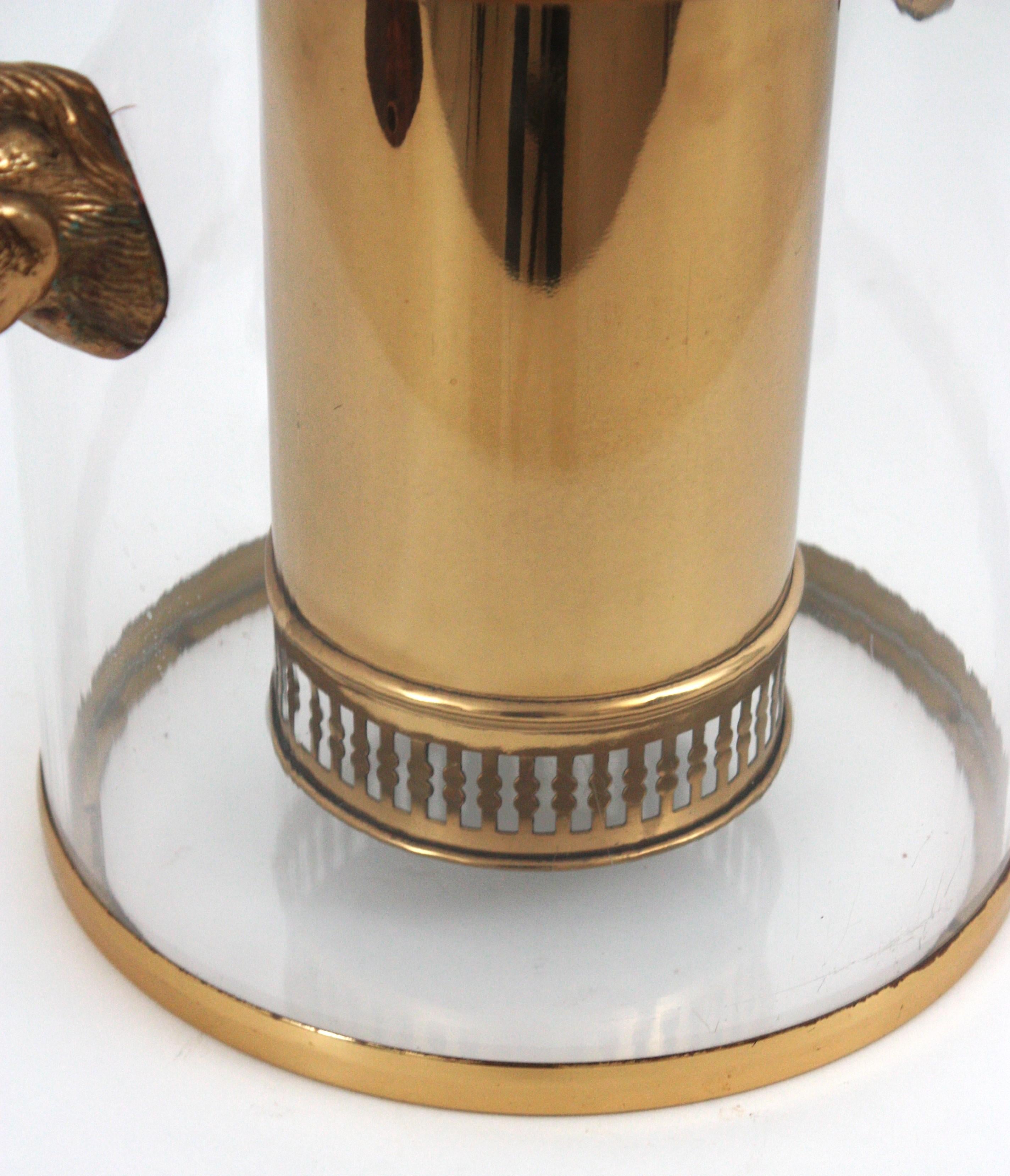 Secchiello per il ghiaccio / Wine Cooler Valentí in lucite e ottone con manici a testa di cavallo in vendita 10