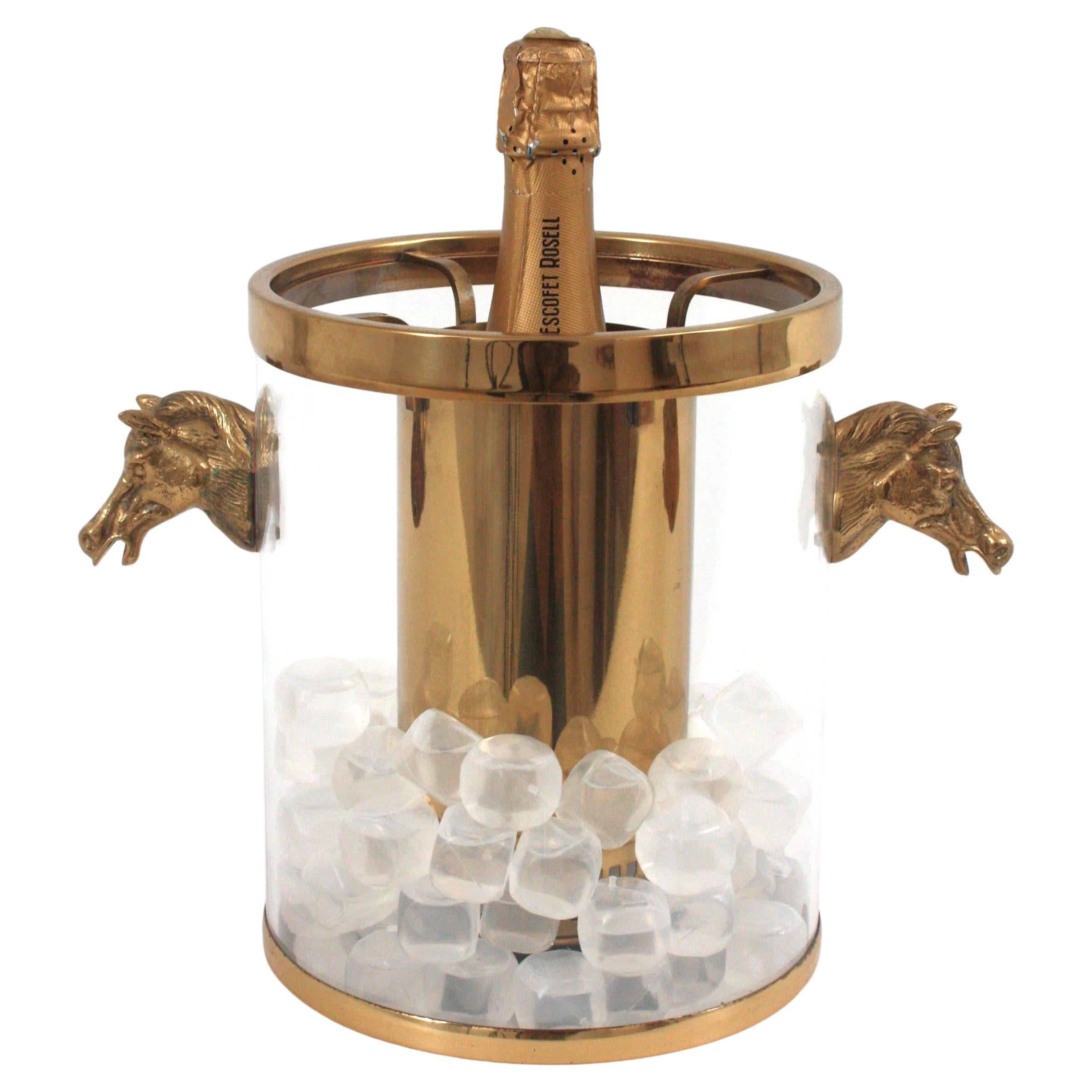 Secchiello per il ghiaccio / Wine Cooler Valentí in lucite e ottone con manici a testa di cavallo