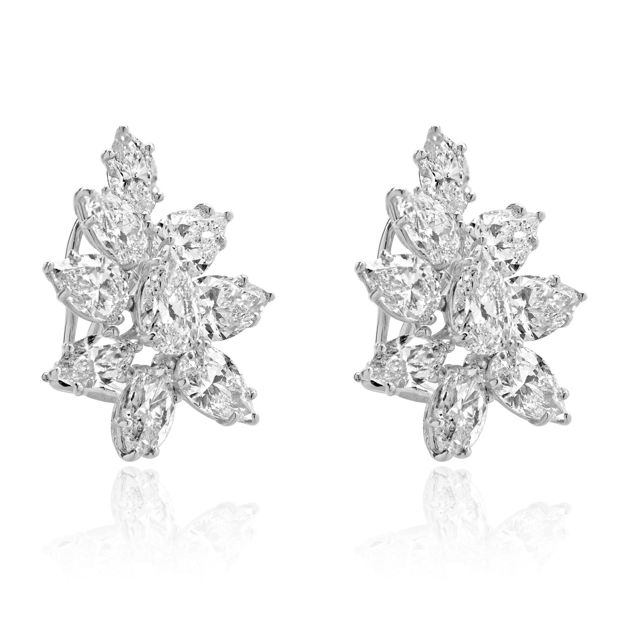 Designer: Valenti Magro
Material: platinum
Diamonds: pear and marquise cut = 10.22cttw
Color: H/I/J
Clarity: SI1-2
Dimensions: earrings measure 1.25-inches long
Weight: 20.96 grams