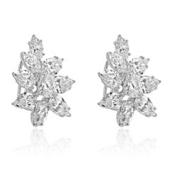Valenti Magro Paltinum Pear and Marquise Cut Diamond Cluster Earrings