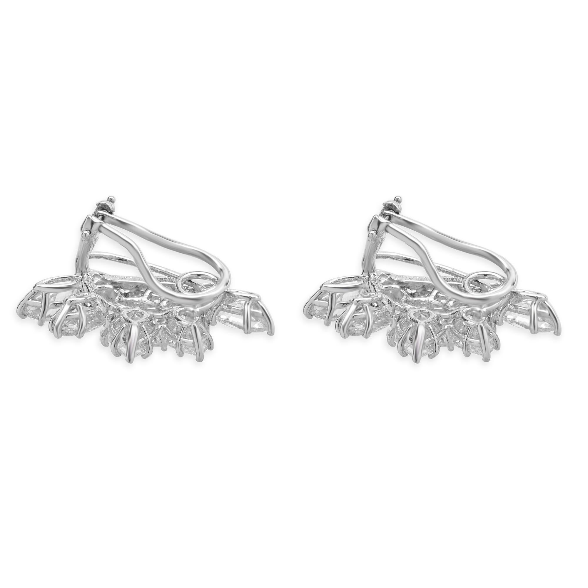 Valenti Magro Paltinum Pear and Marquise Cut Diamond Cluster Earrings In Excellent Condition For Sale In Scottsdale, AZ