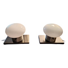 Valenti-Milano, Modulo, Metal and Opaline Glass Table lamps or Wall Sconces