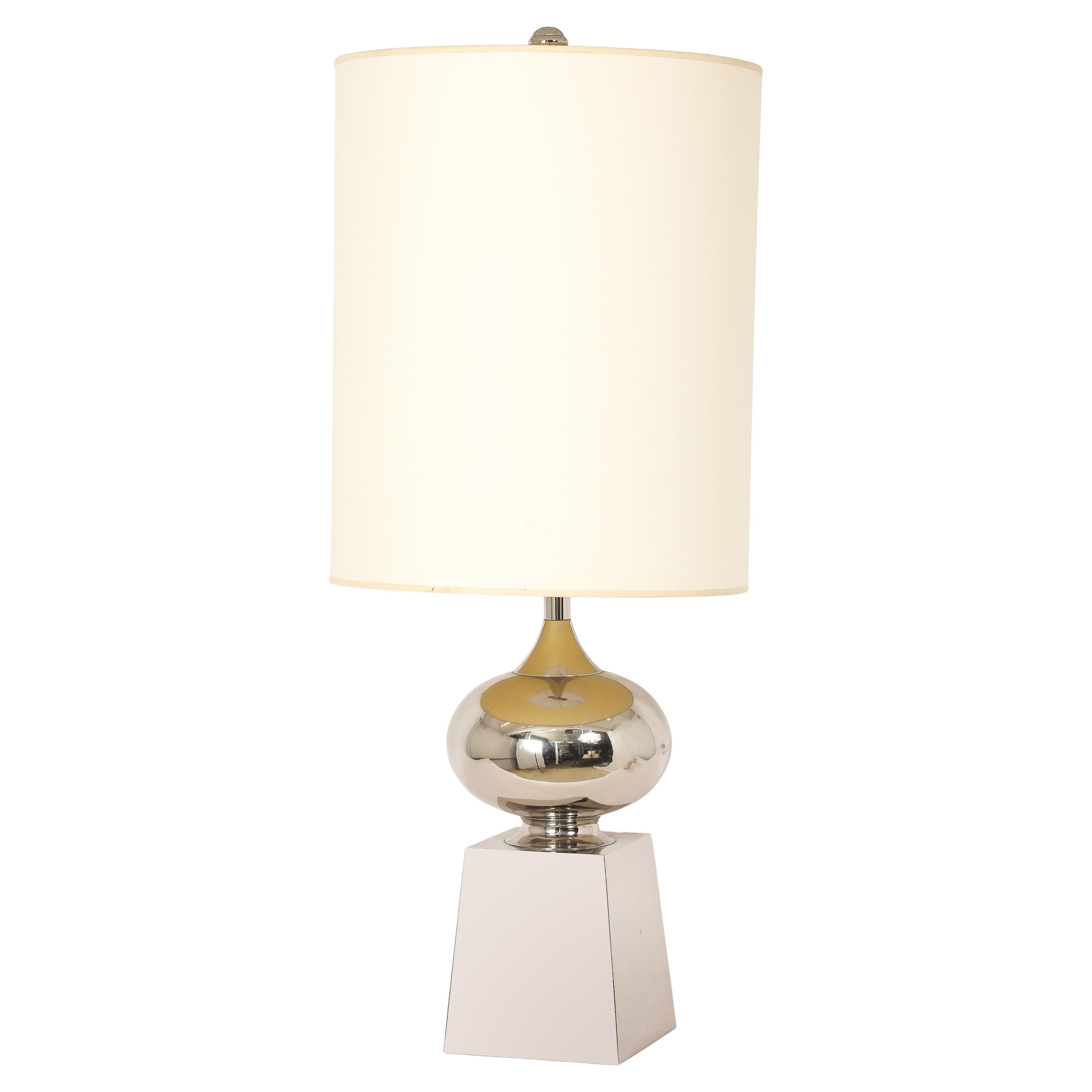 Valenti Nickel Lamp, France 1950
s For Sale