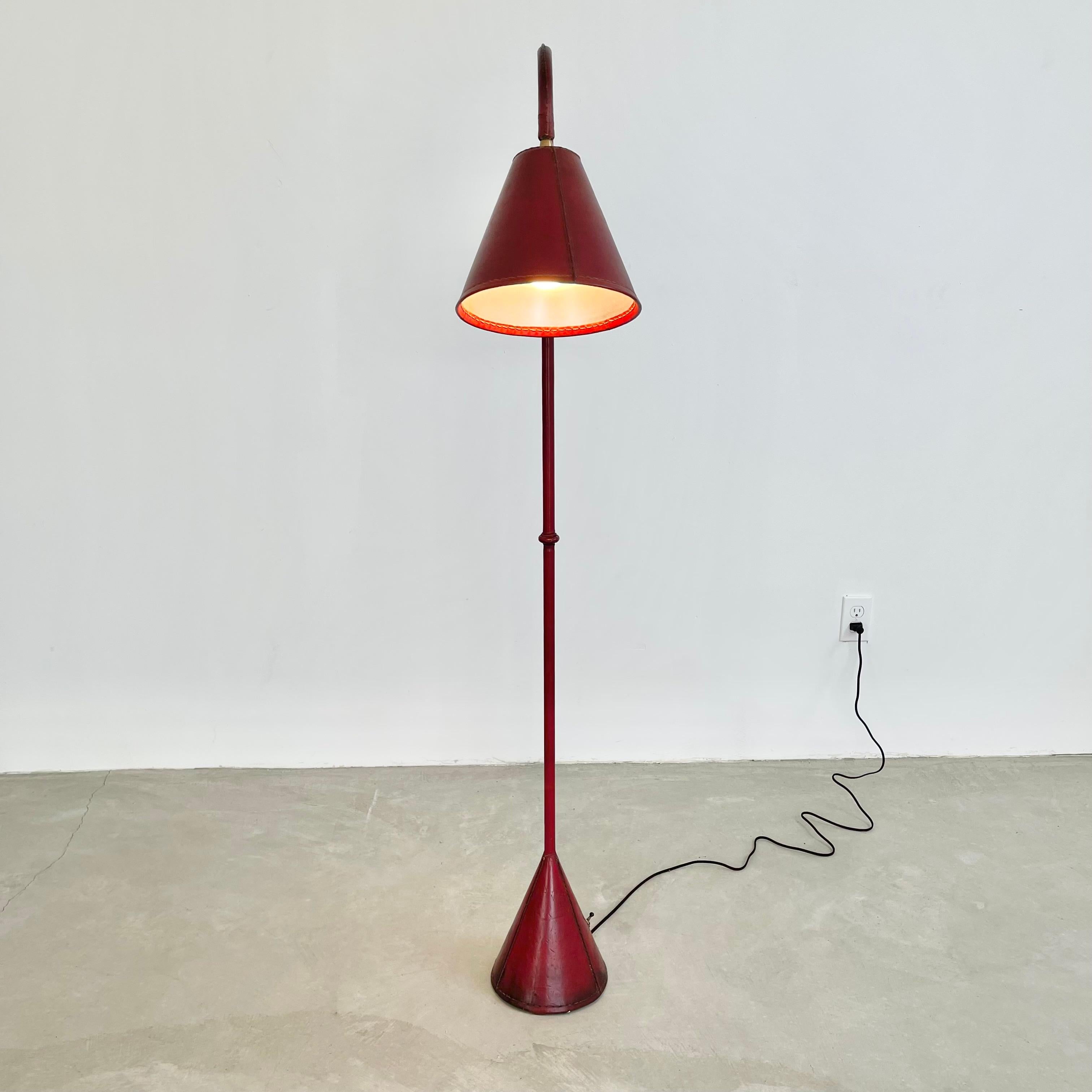 Spanish Valenti Red Leather Floor Lamp