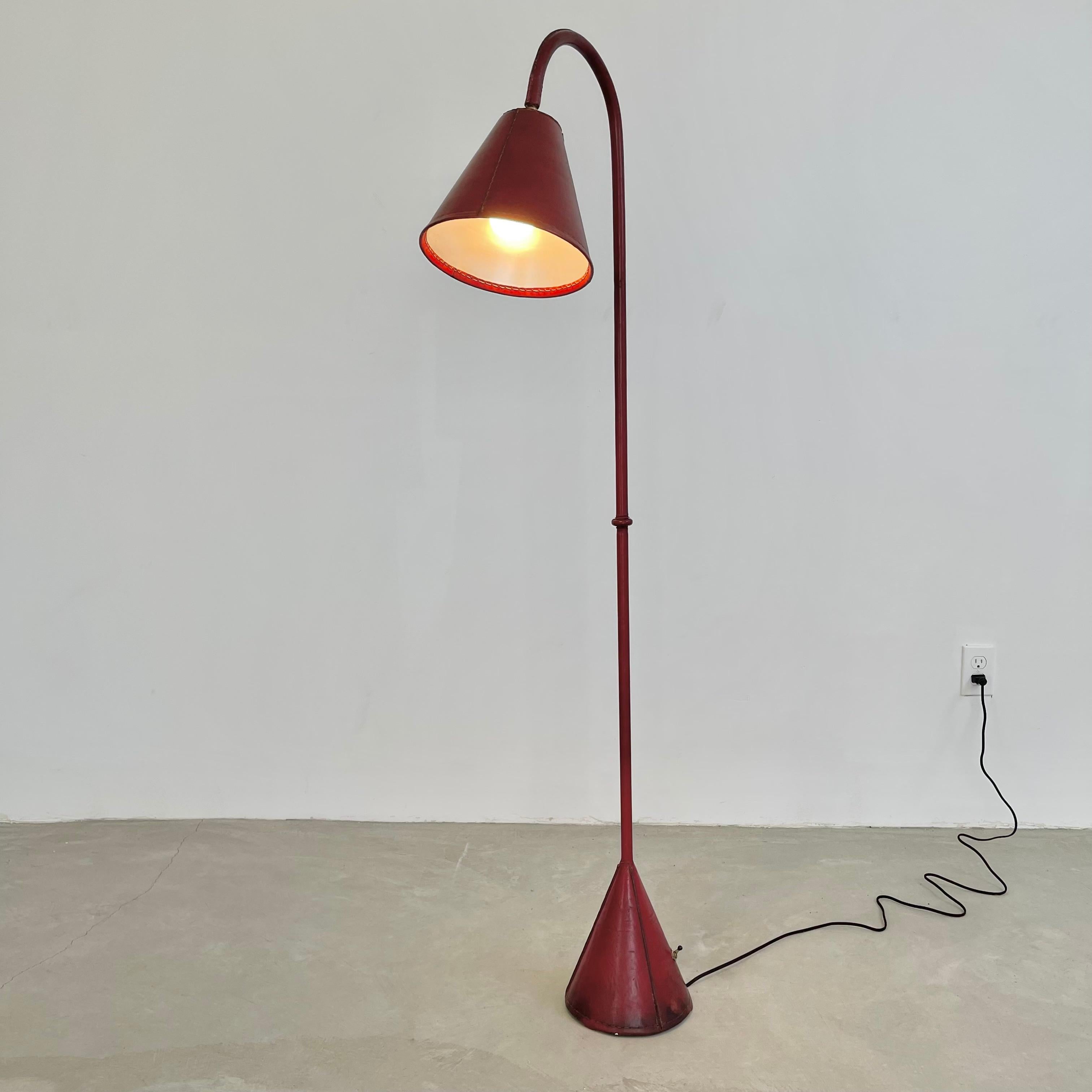 Mid-20th Century Valenti Red Leather Floor Lamp