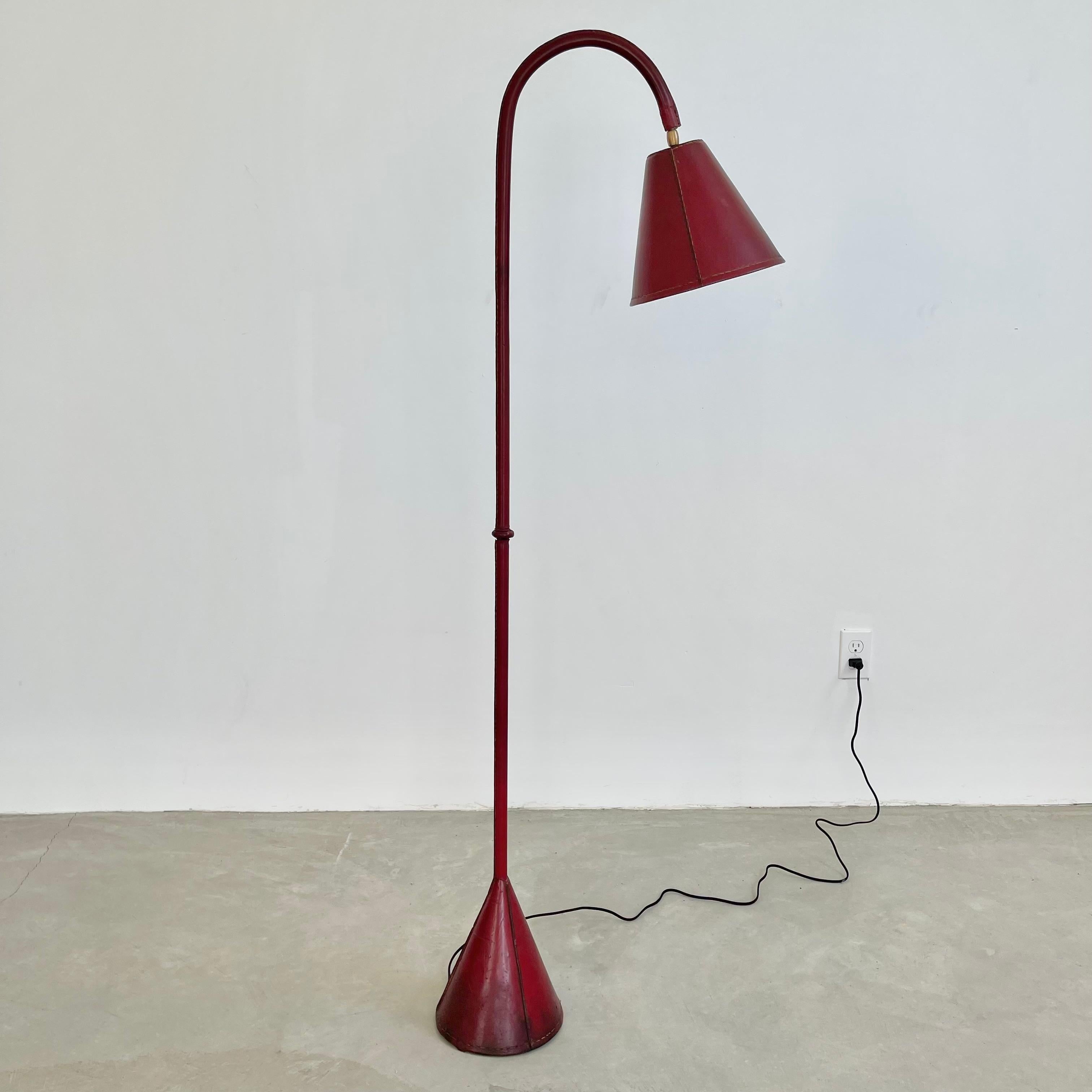 Valenti Red Leather Floor Lamp 3