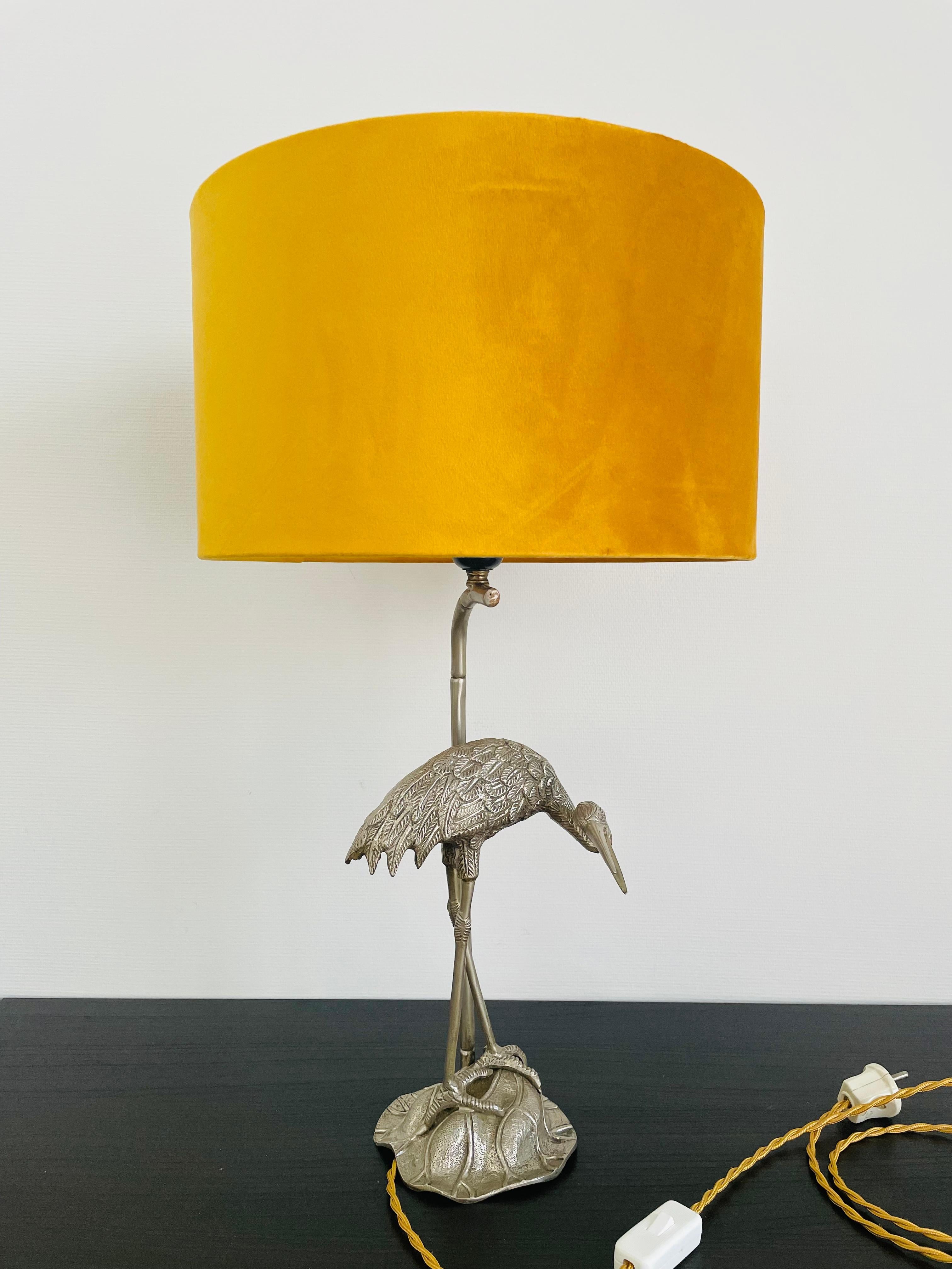 Hollywood Regency Valenti Silver Plated Crane Bird Table Lamp, 1960s