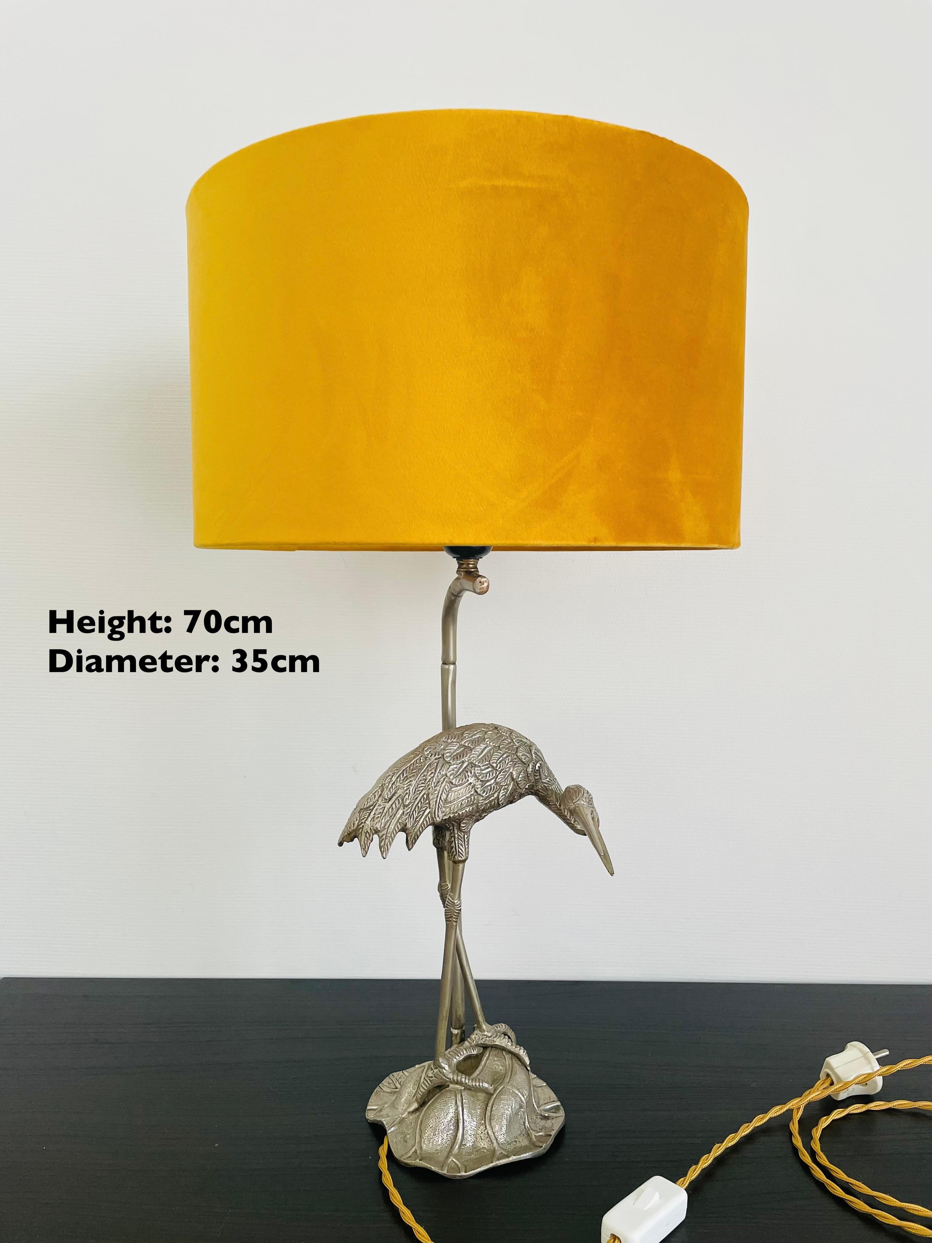 Spanish Valenti Silver Plated Crane Bird Table Lamp, 1960s
