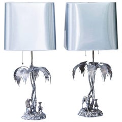 Valenti Silver Plated Table Lamp Spain, 1970s