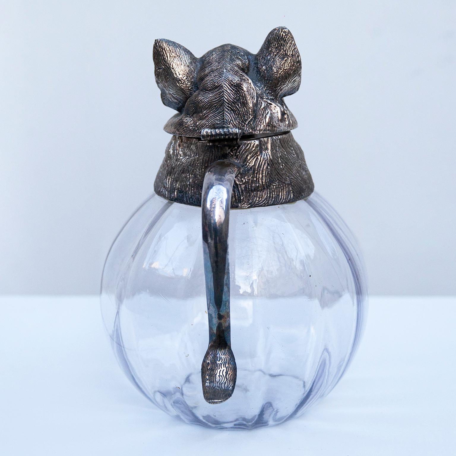Valenti Silver Plated Wild Boar Carafe, Spain, 1970s In Good Condition In Munich, DE