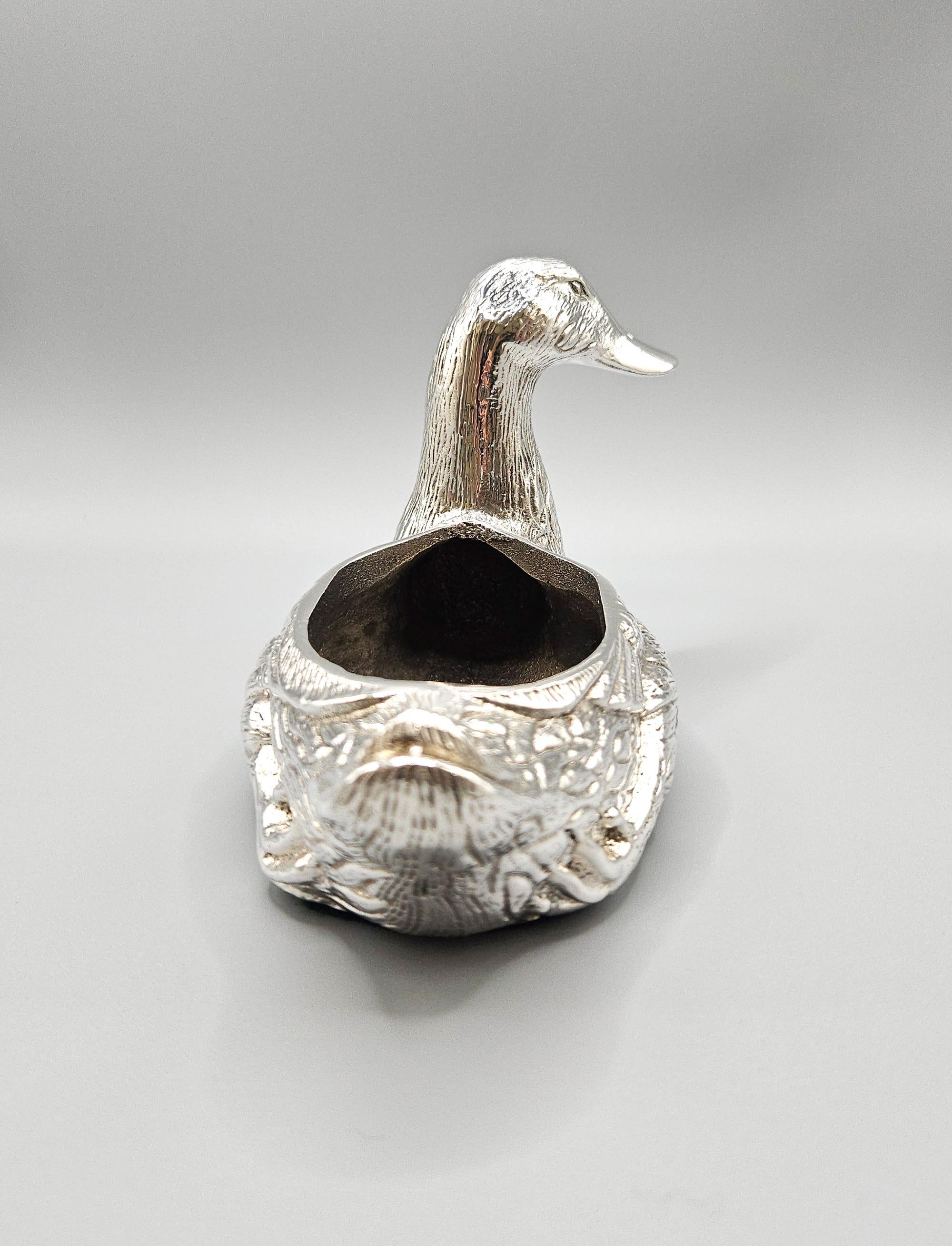 Scultura di anatra in bronzo argentato Valenti Vide Poche, Spagna, 1970 ca. in vendita 4