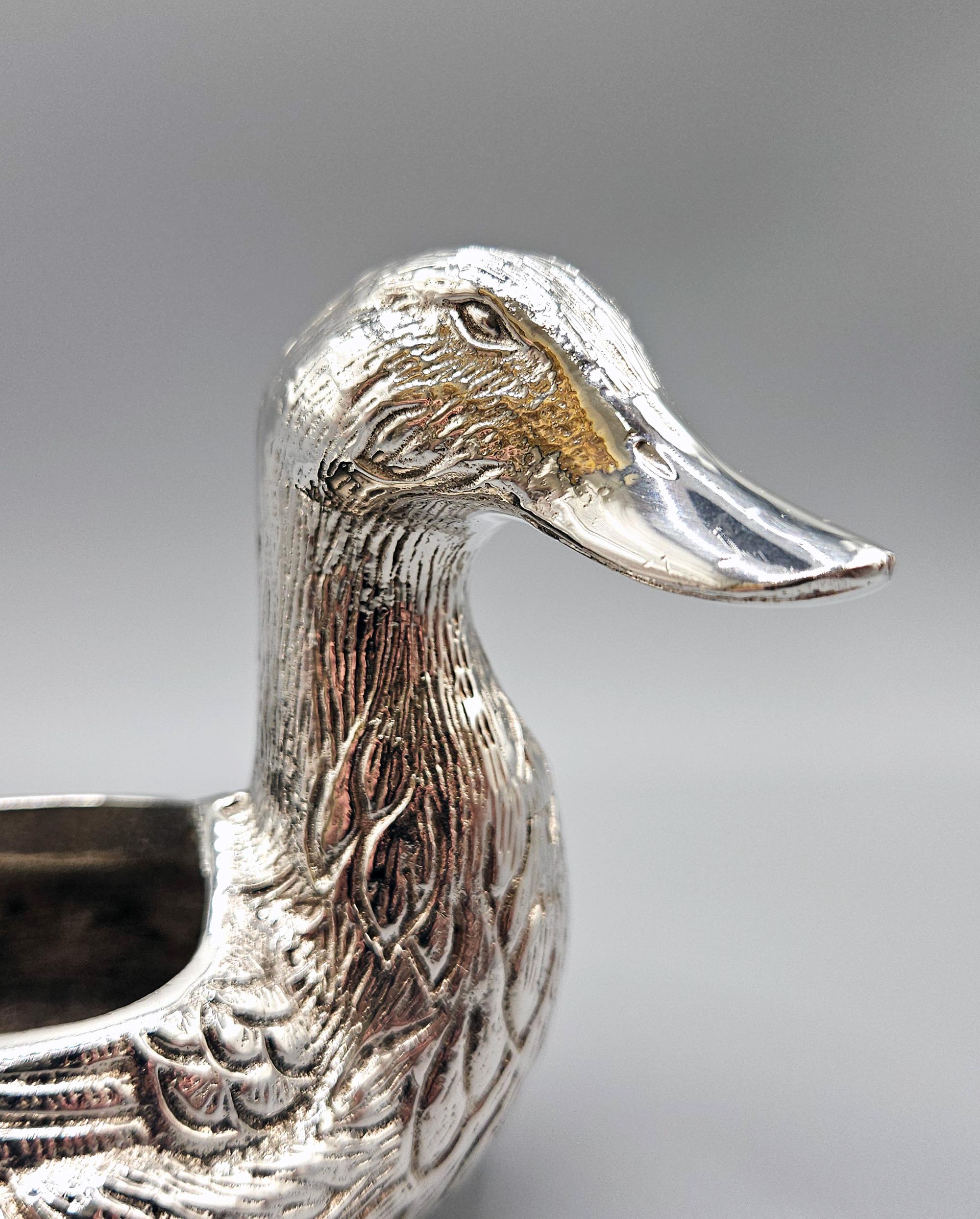 Scultura di anatra in bronzo argentato Valenti Vide Poche, Spagna, 1970 ca. in vendita 1