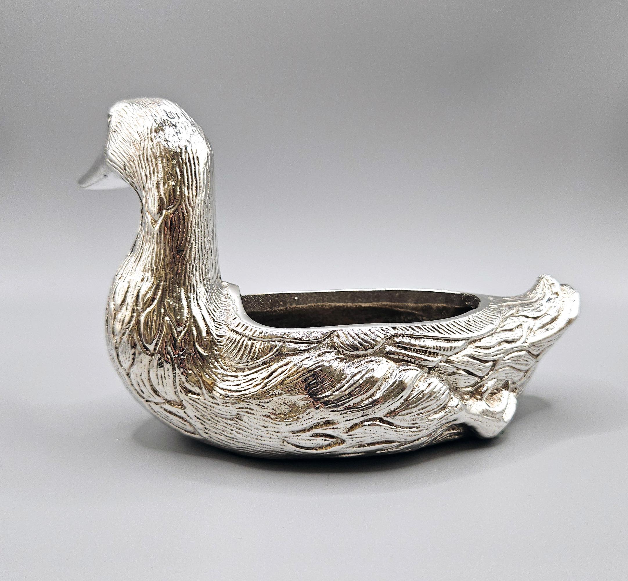 Scultura di anatra in bronzo argentato Valenti Vide Poche, Spagna, 1970 ca. in vendita 2