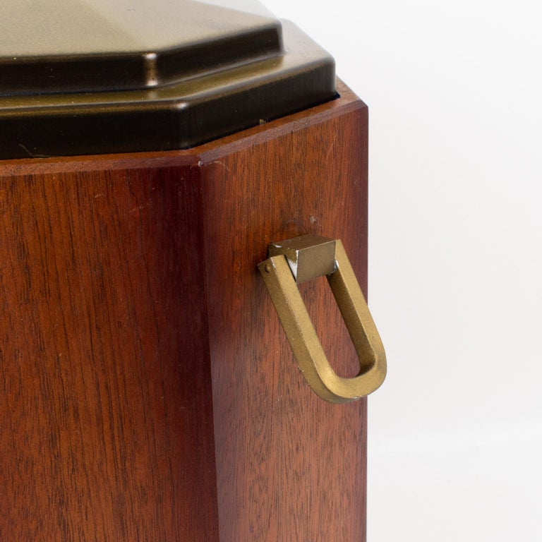 Valenti, Spain Modernist Wood and Brass Tall Lidded Box For Sale 4