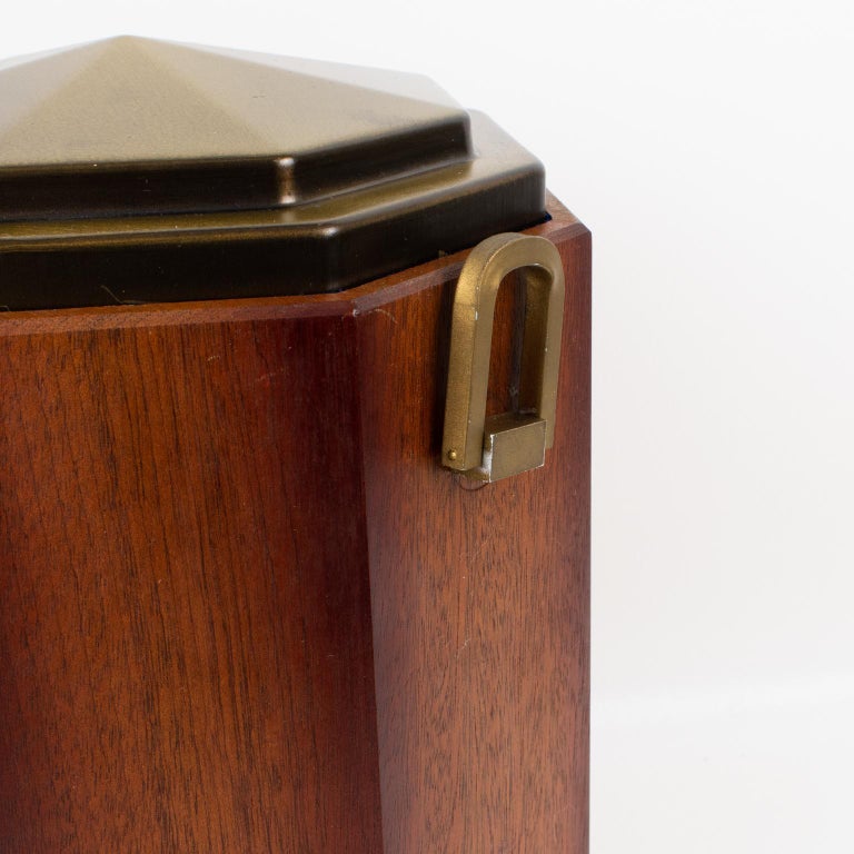 Valenti, Spain Modernist Wood and Brass Tall Lidded Box For Sale 5