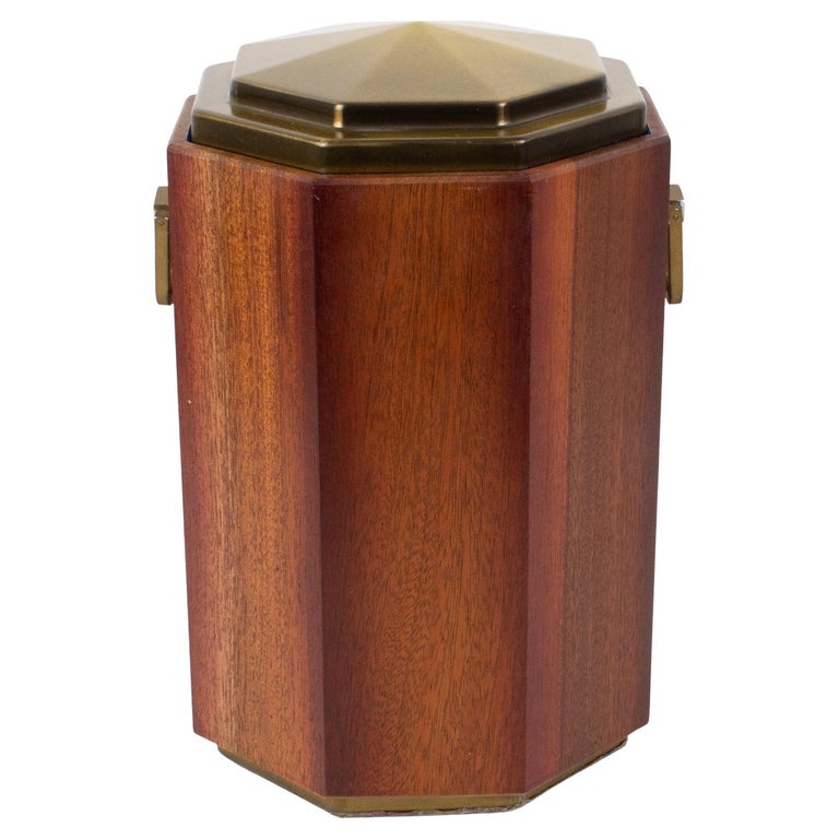 Valenti, Spain Modernist Wood and Brass Tall Lidded Box For Sale