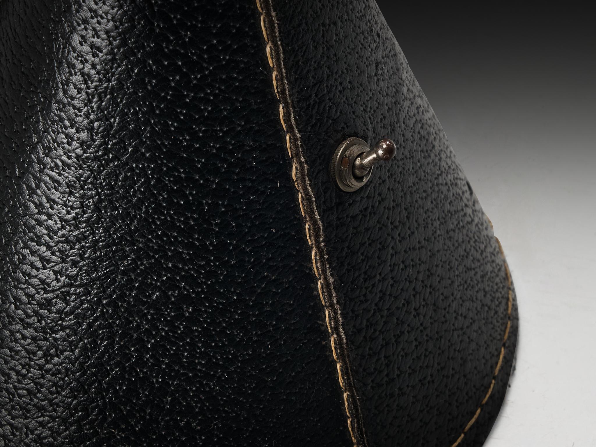 Valentí Spanish Floor Lamp in Black Stitched Saddle Leather For Sale 2